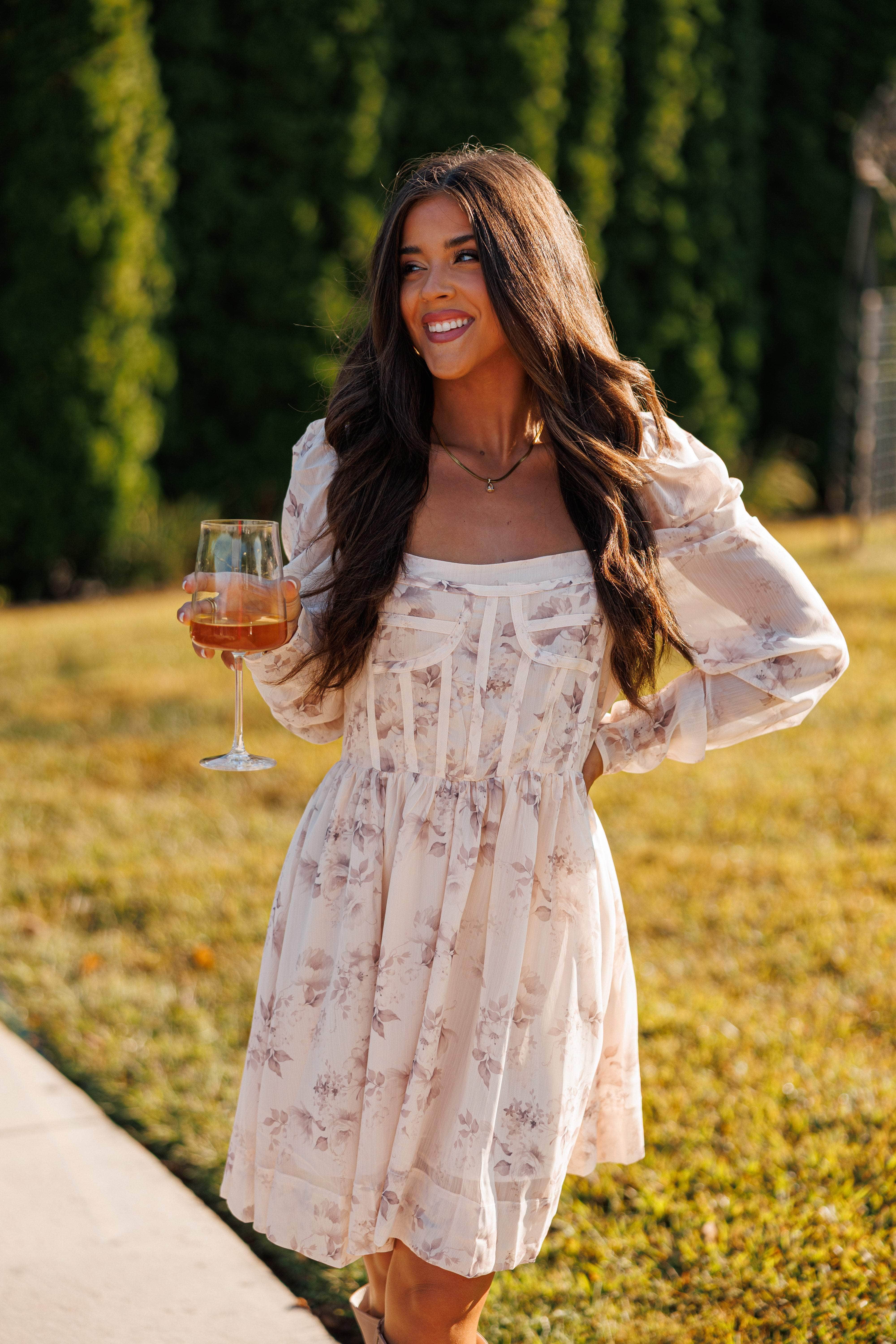 Floral Chiffon Corset Dress