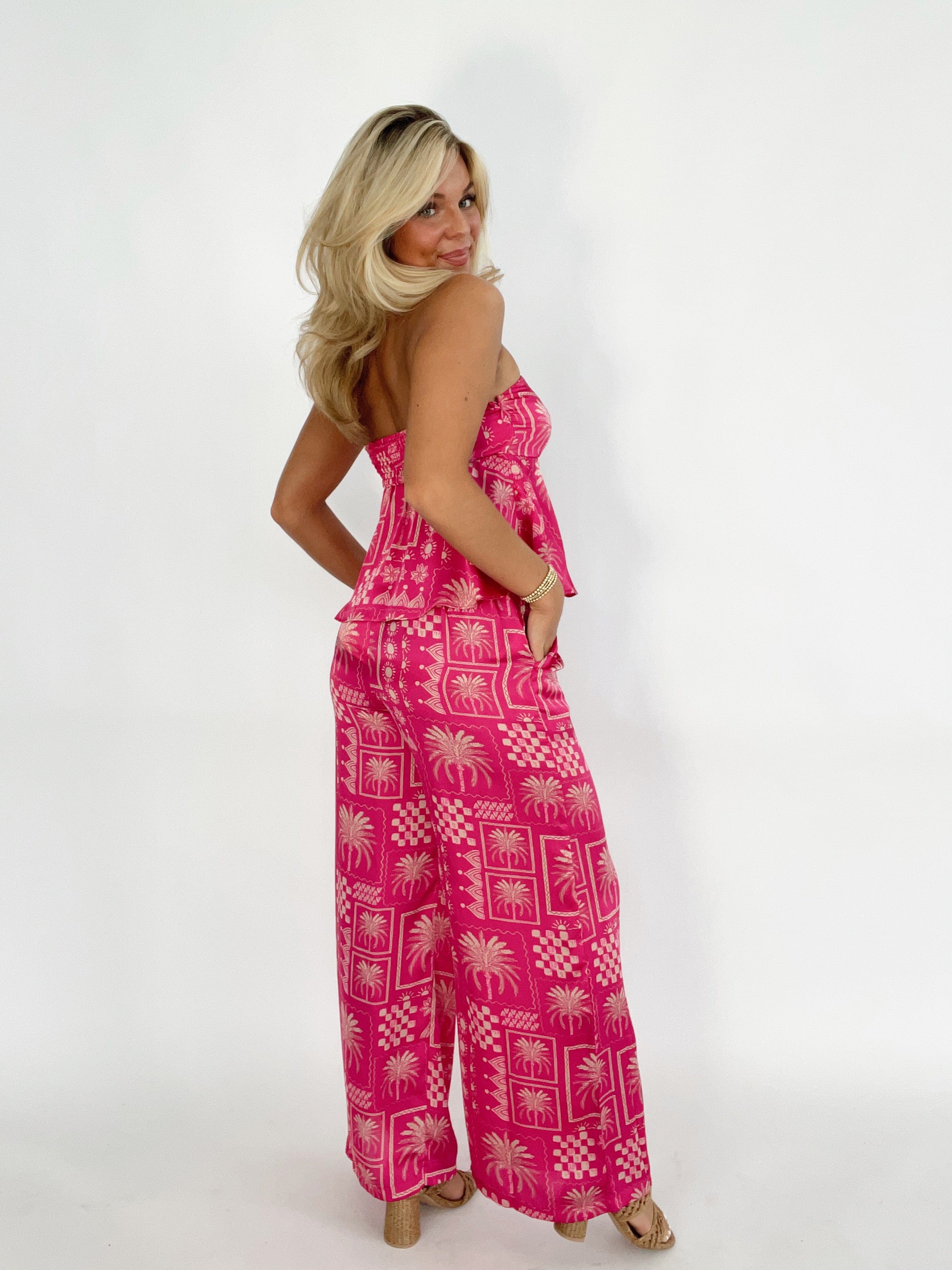 FP11579-P1618 palm printed wide leg pants Dress Forum