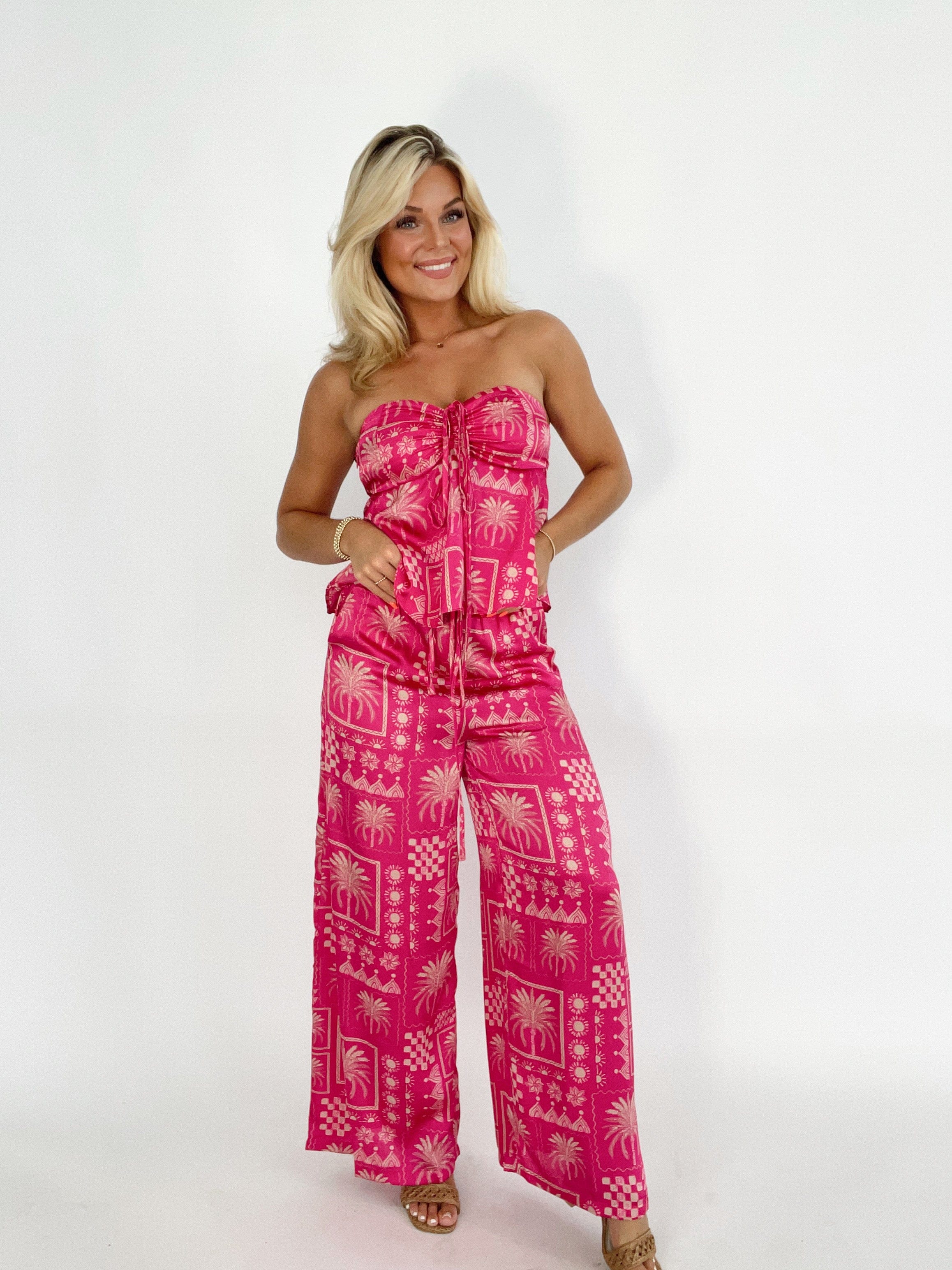 FP11579-P1618 palm printed wide leg pants Dress Forum