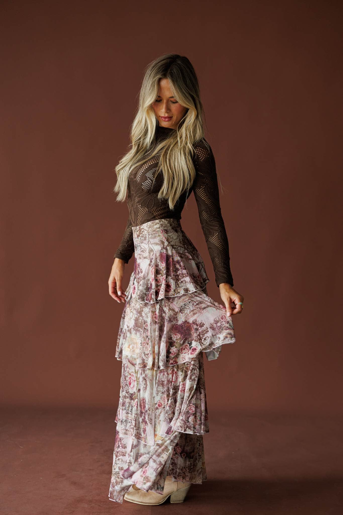 French Letter Floral Skirt