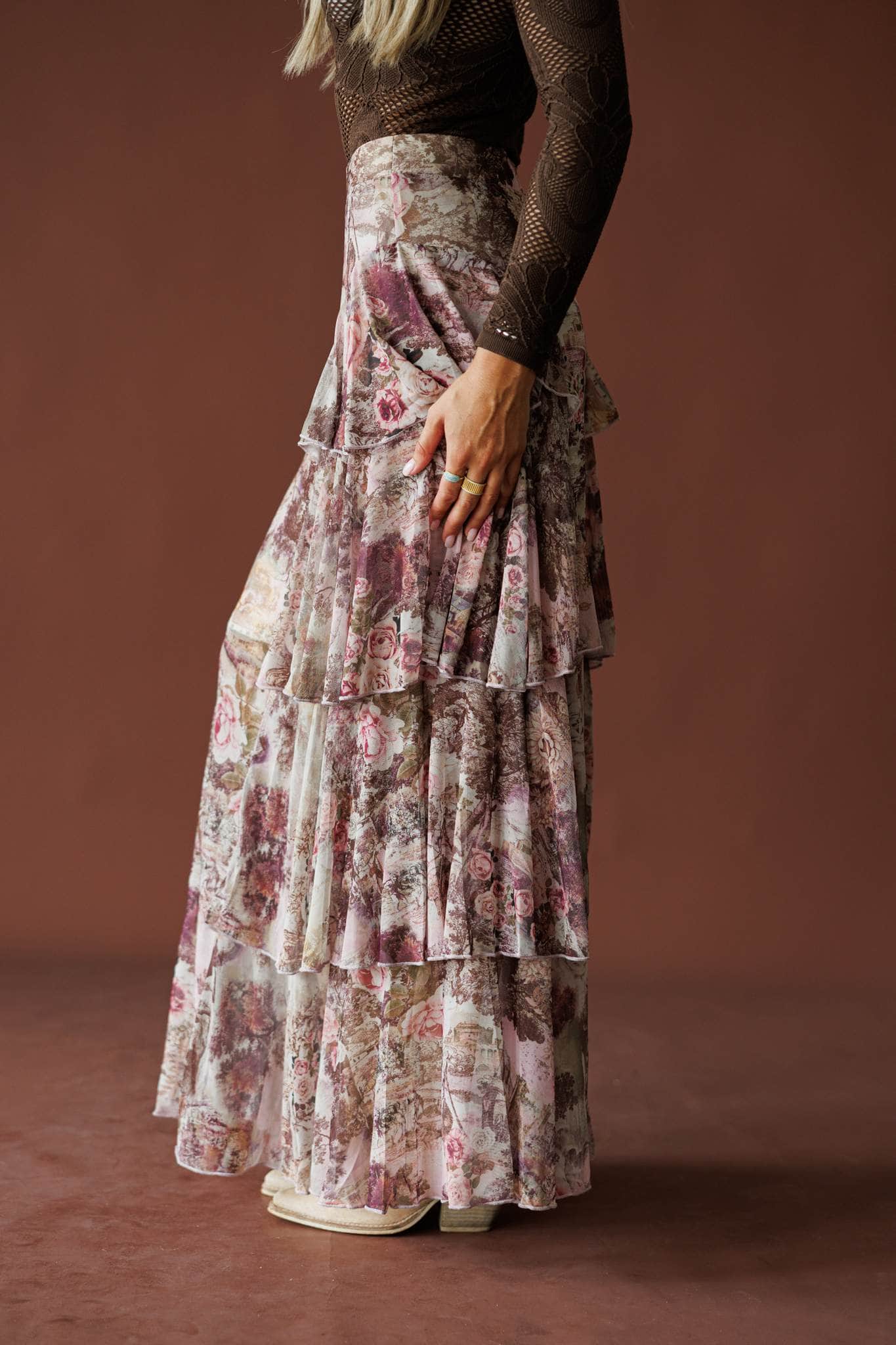 French Letter Floral Skirt