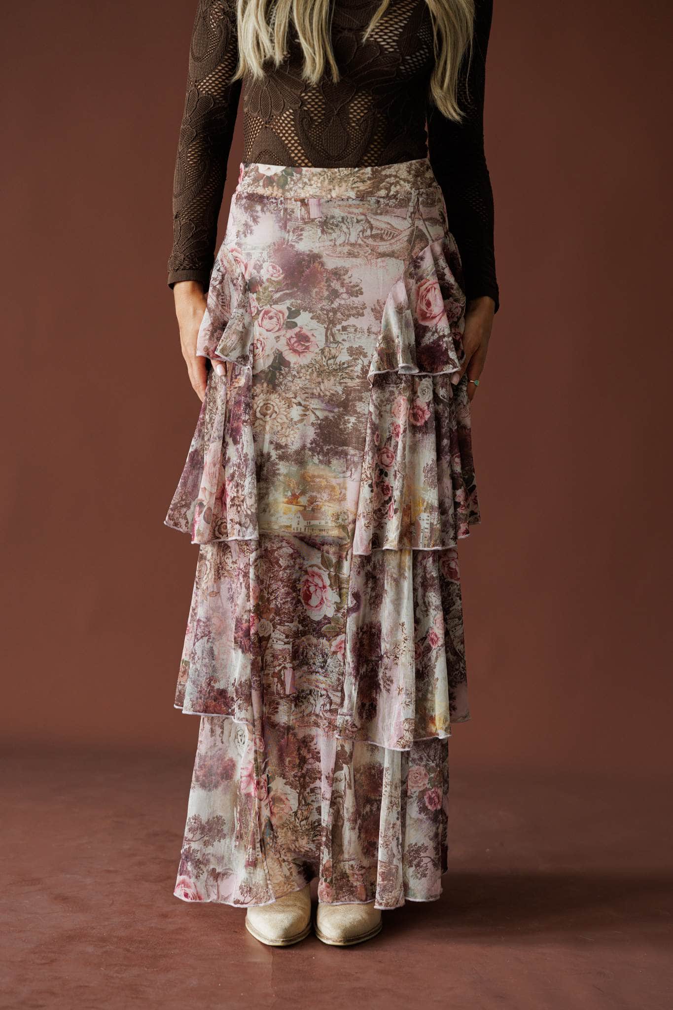 French Letter Floral Skirt