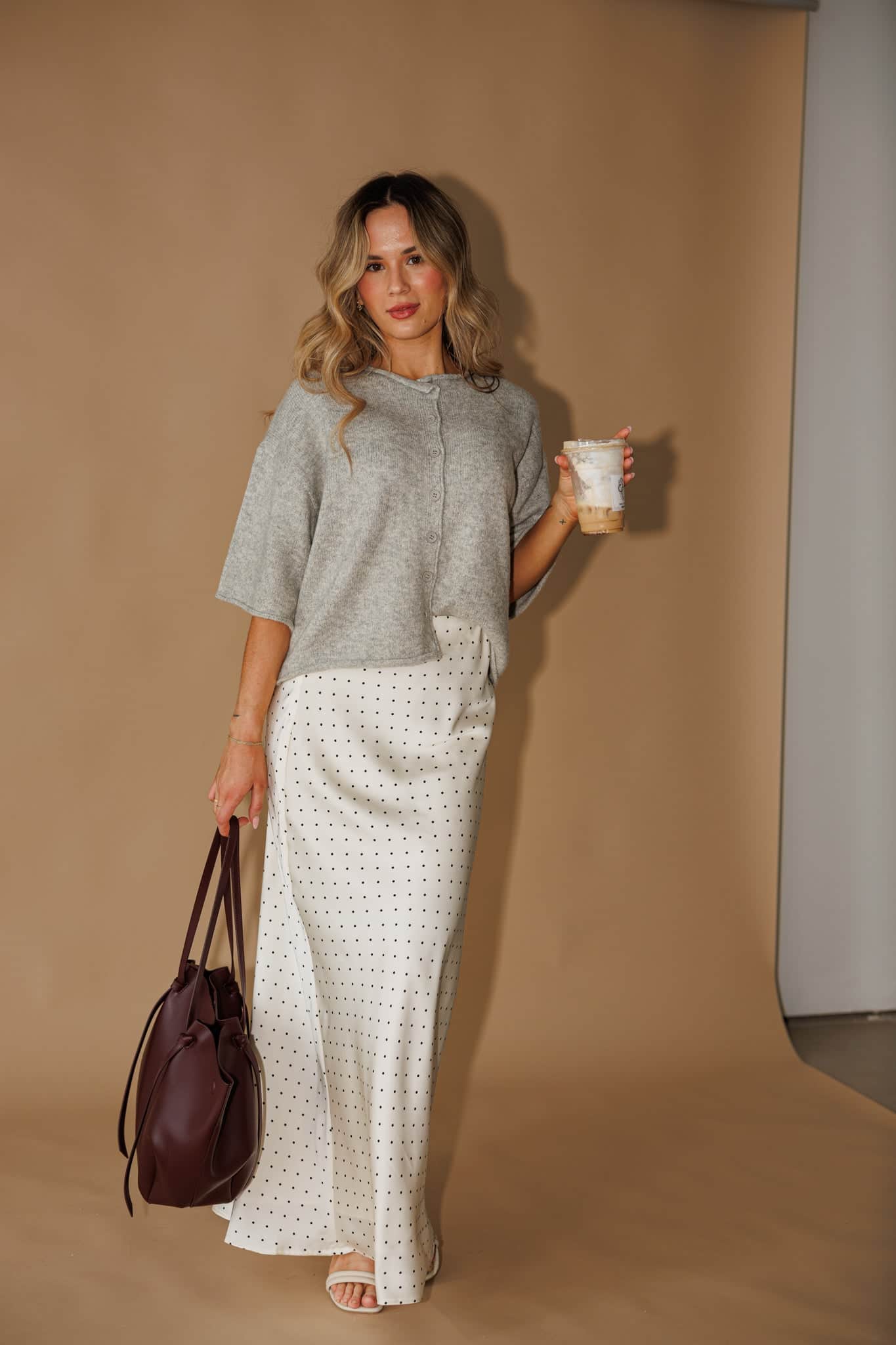 Polka Dot Satin Skirt