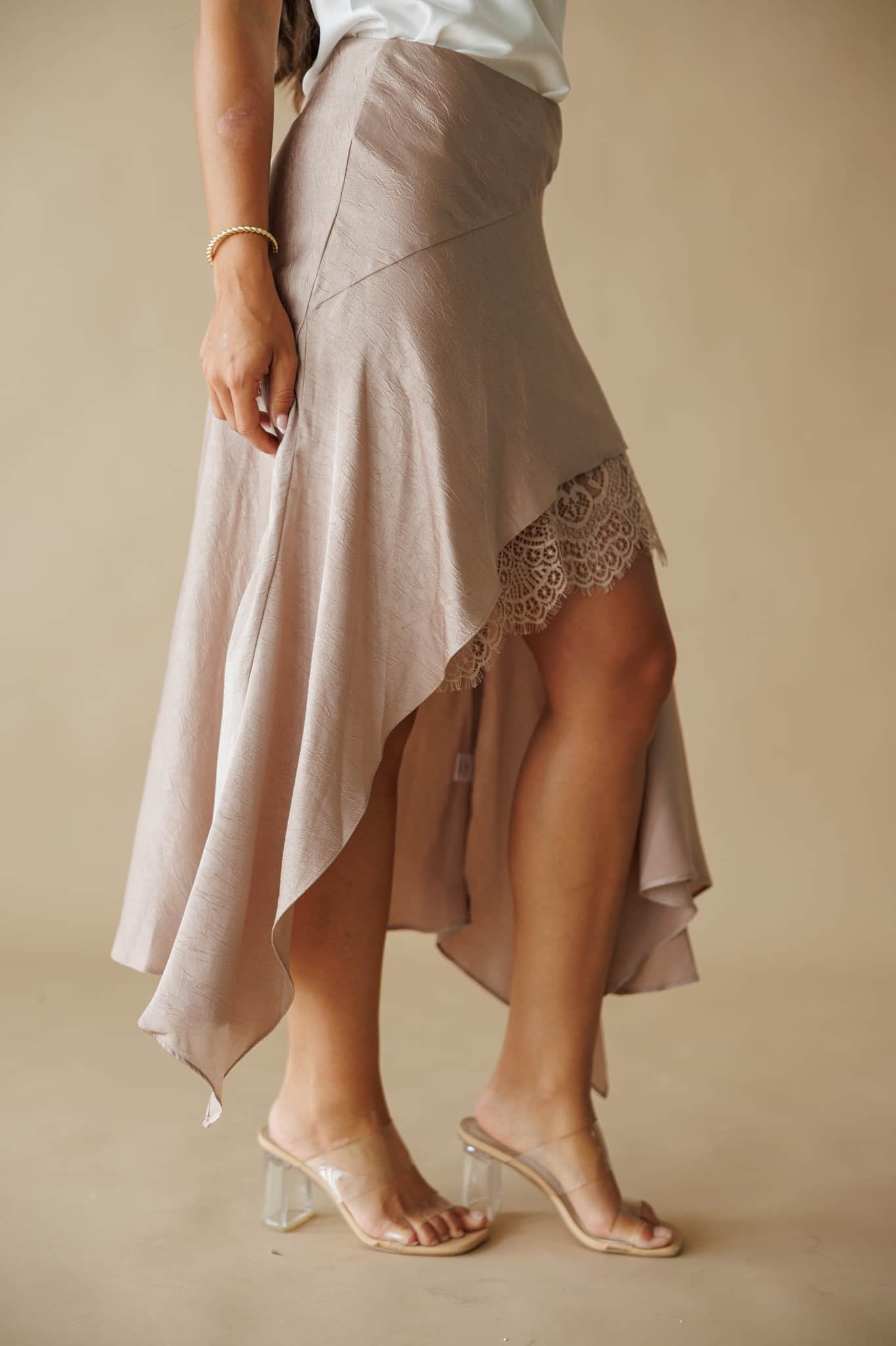 Silkshift Satin Lace Skirt