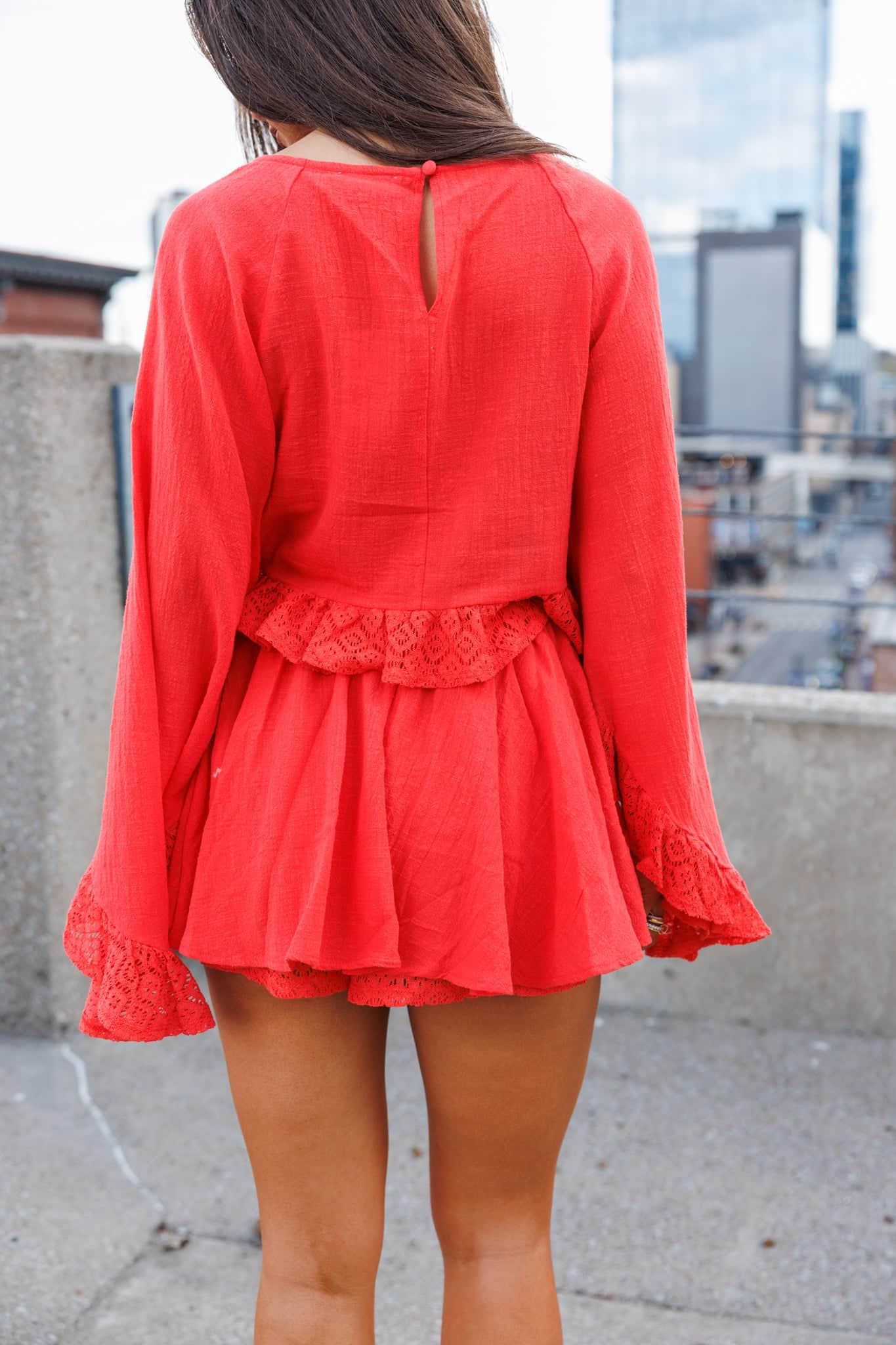 Bell Sleeve Cropped Top | Relaxed Fit Woven Cotton Top | Lane 201