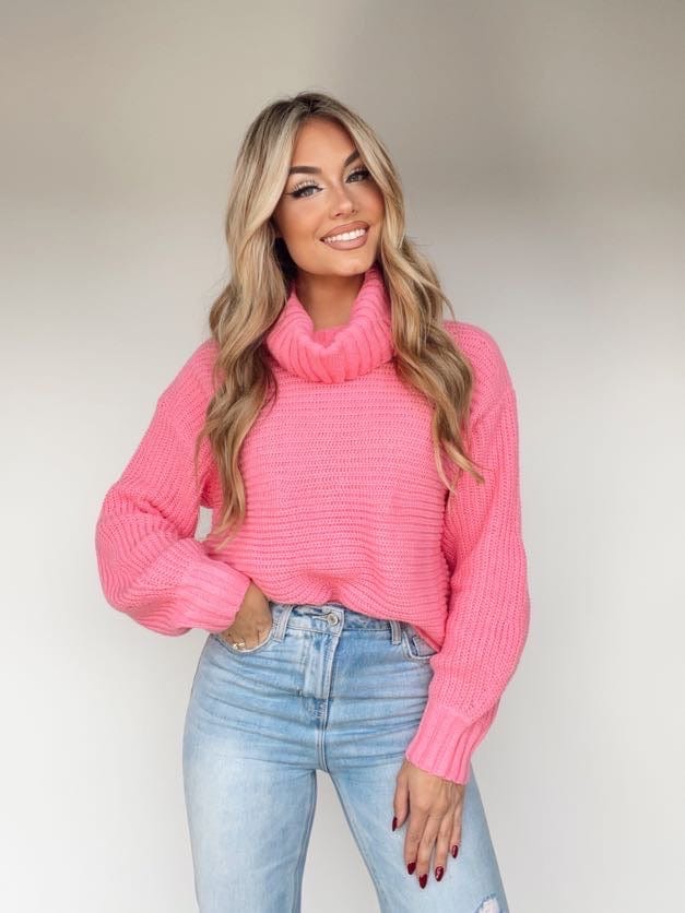 G0498-LA pink turtleneck sweater Promesa