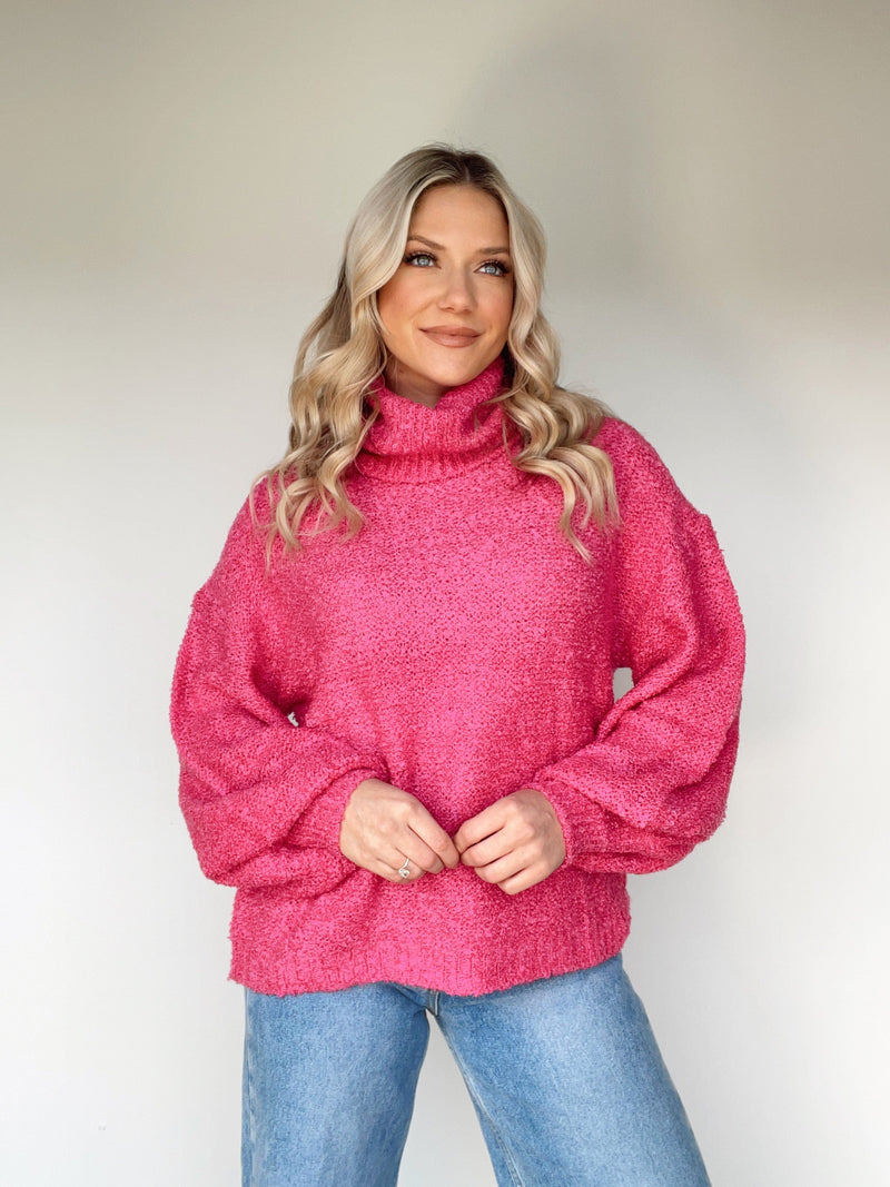 G0516-LA magenta turtleneck sweater Promesa