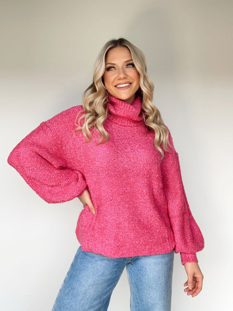 G0516-LA magenta turtleneck sweater Promesa