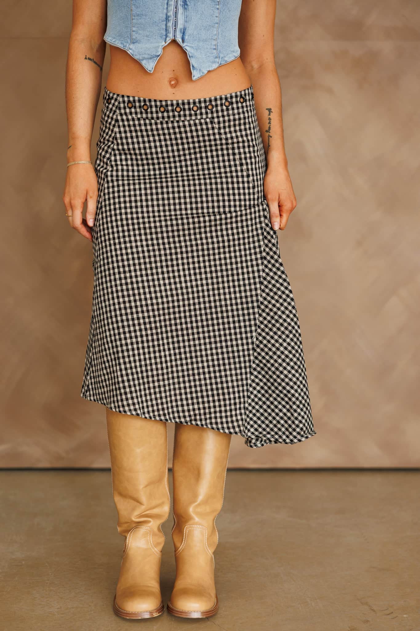 Gingham Asymmetrical Skirt