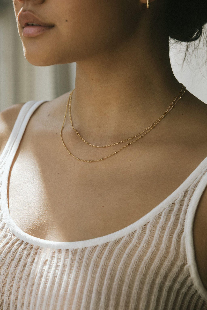 Gold Bead Dainty Necklace by together