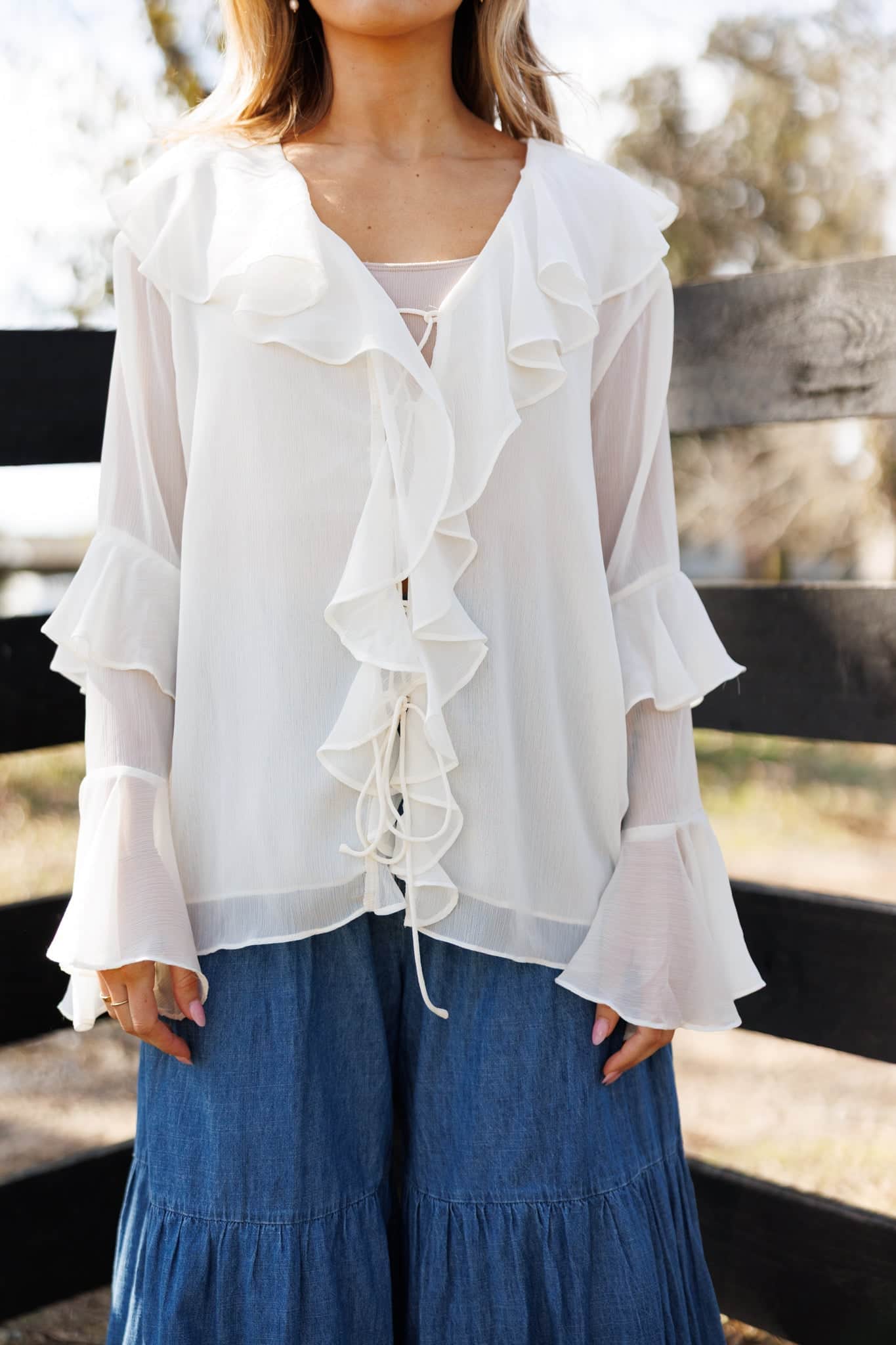Chocolate Ruffle Top for Women | Lane 201