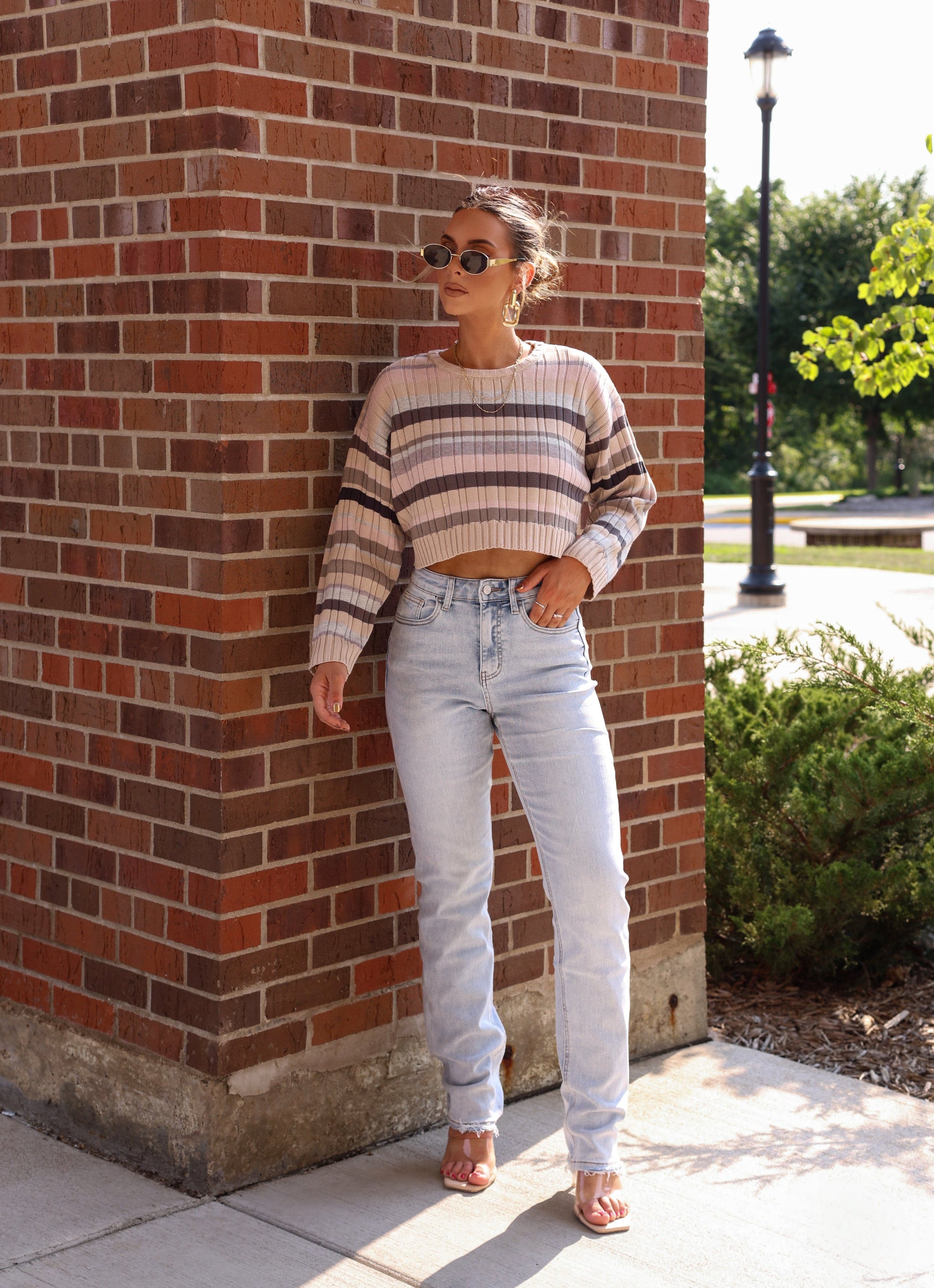 Cream High Rise Straight Knee Distressed Denim main image 1