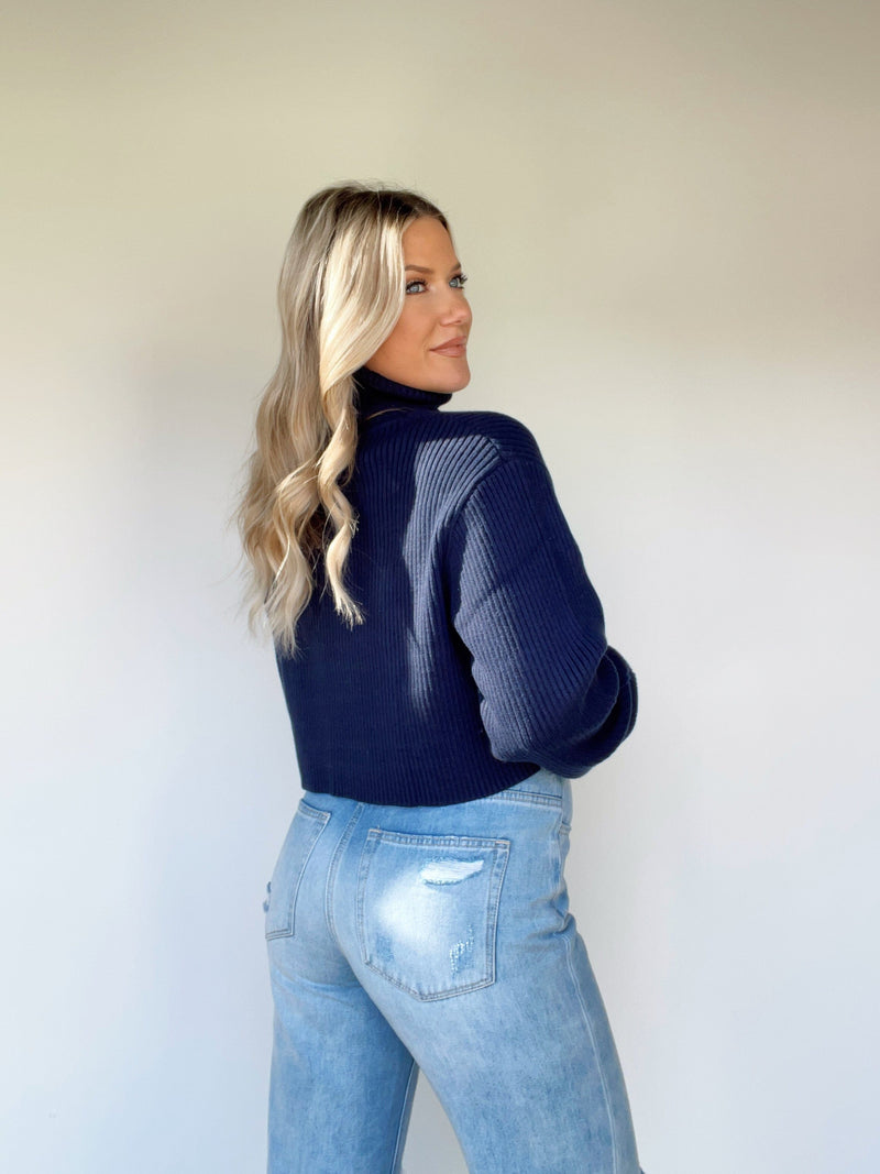 HISW368A navy turtleneck sweater Bailey Rose