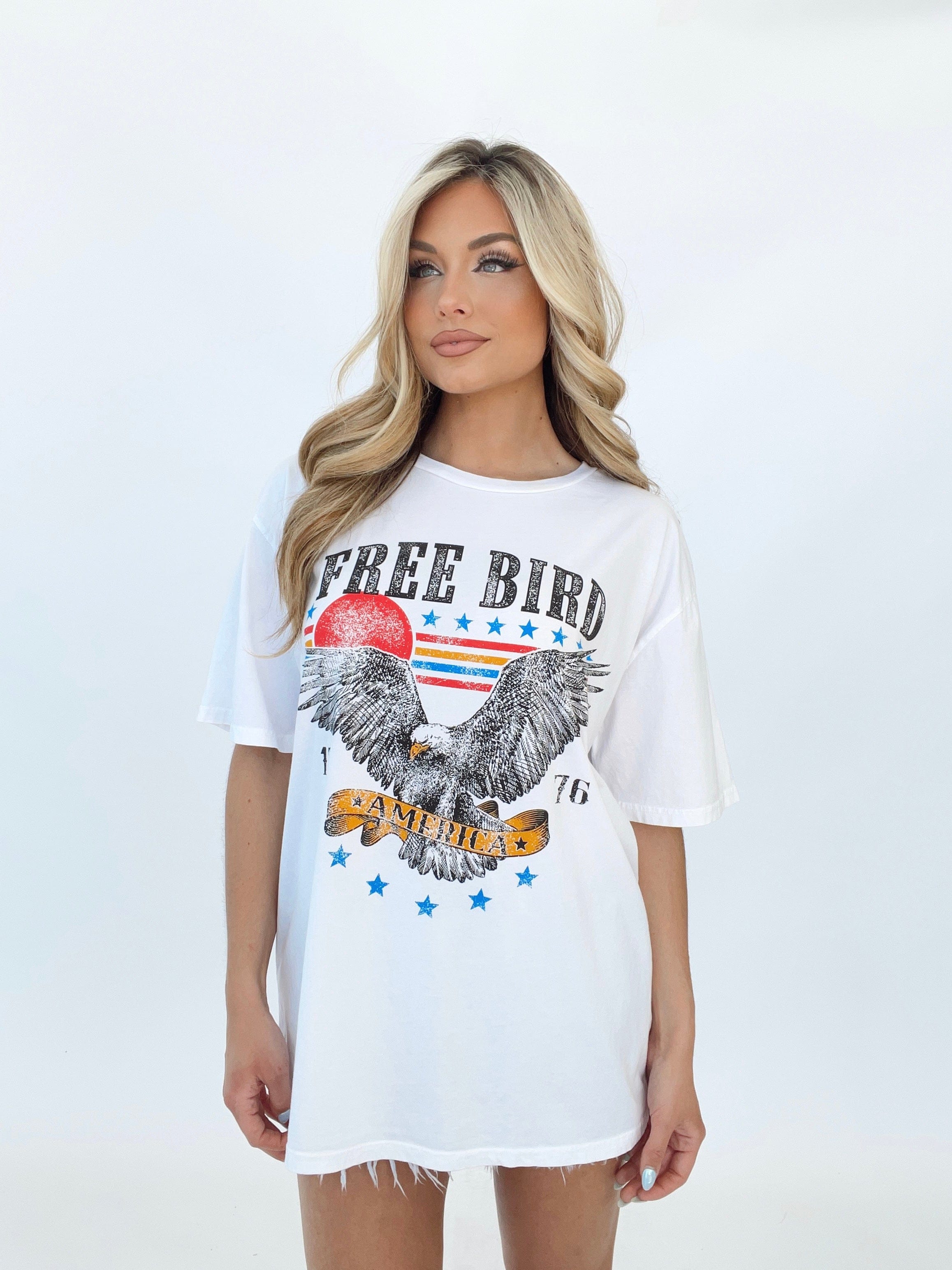 HL7156BX free bird America oversized graphic tee HRT & LUV