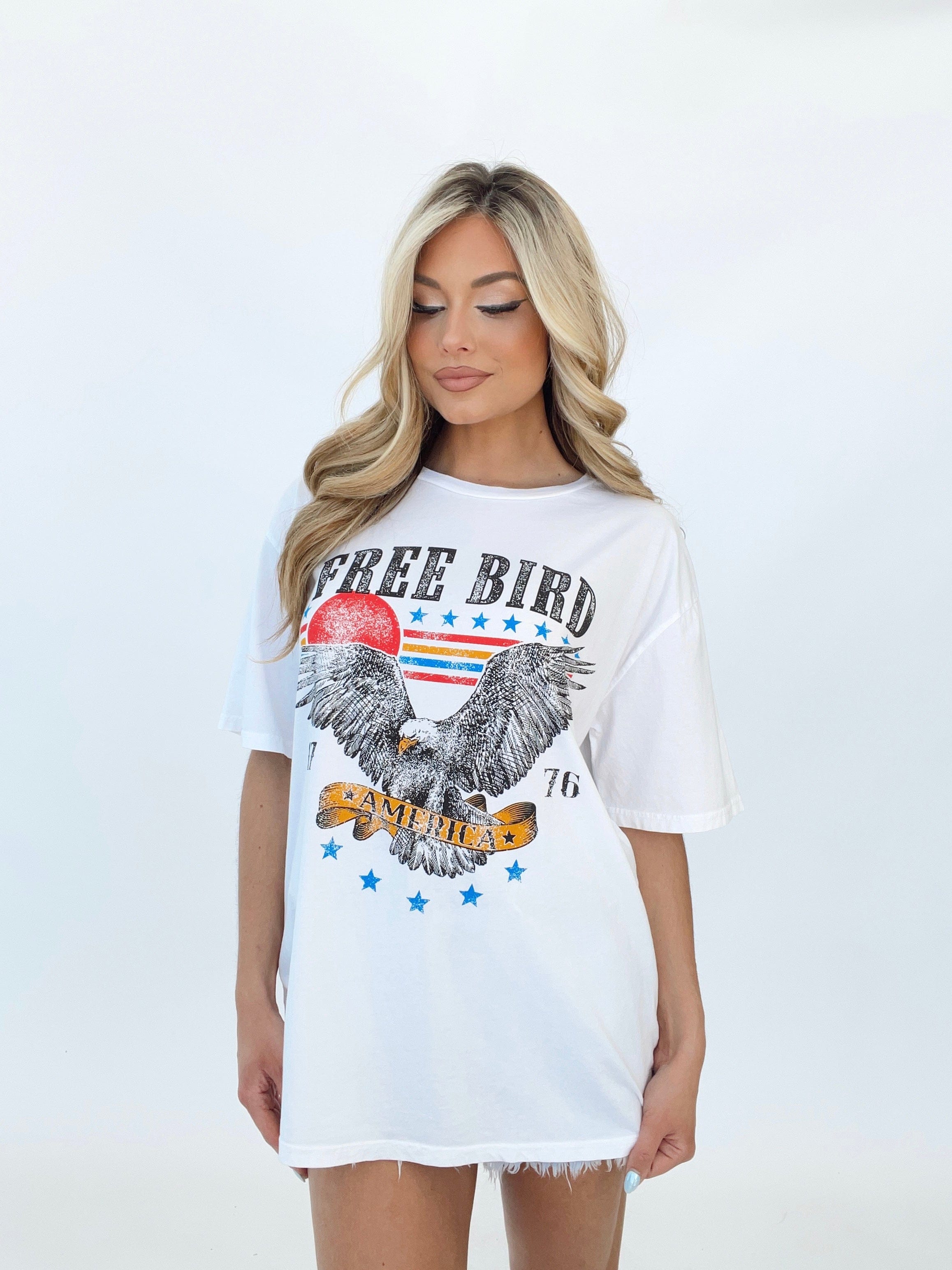 HL7156BX free bird America oversized graphic tee HRT & LUV