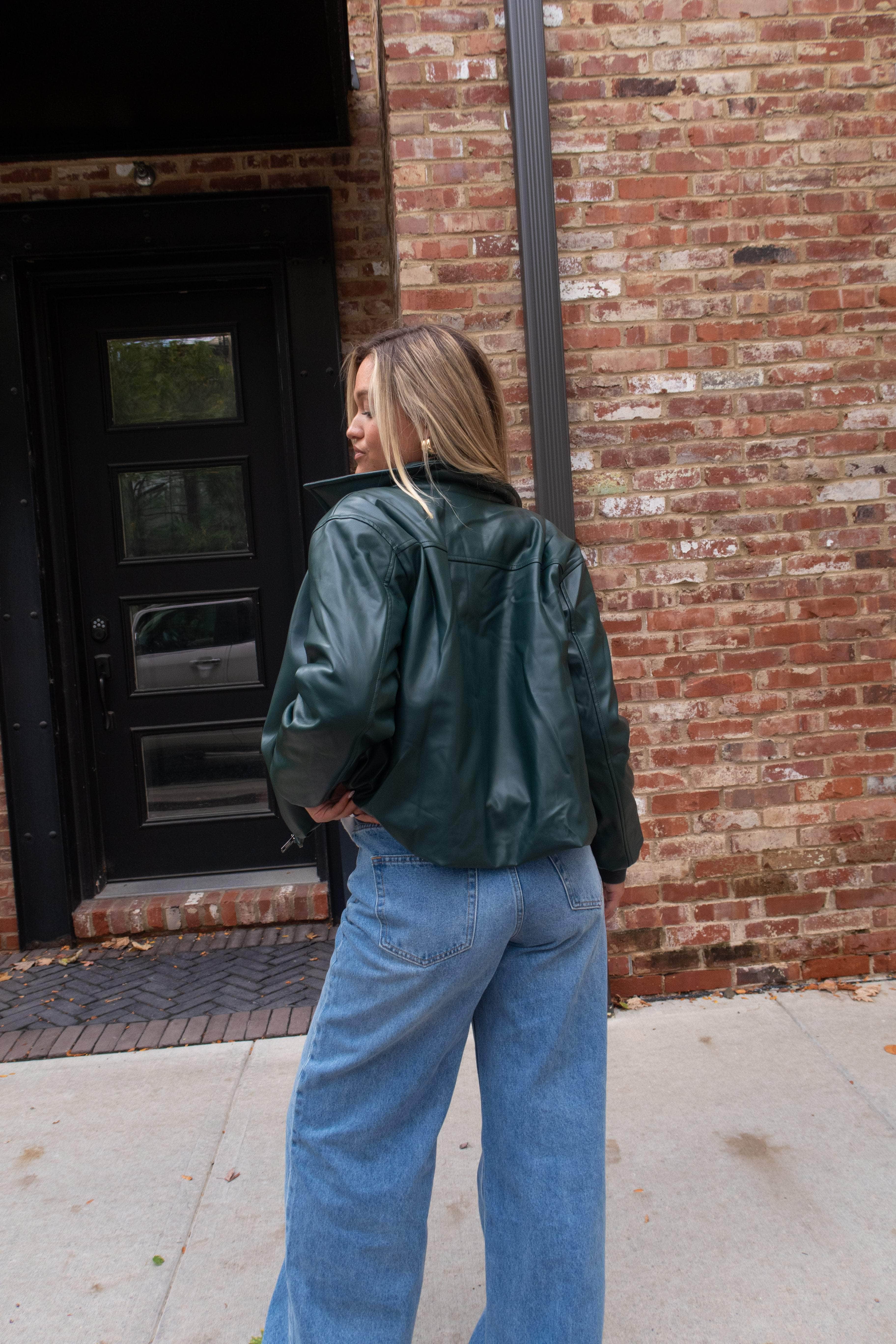 Hunter Green Pleather Jacket