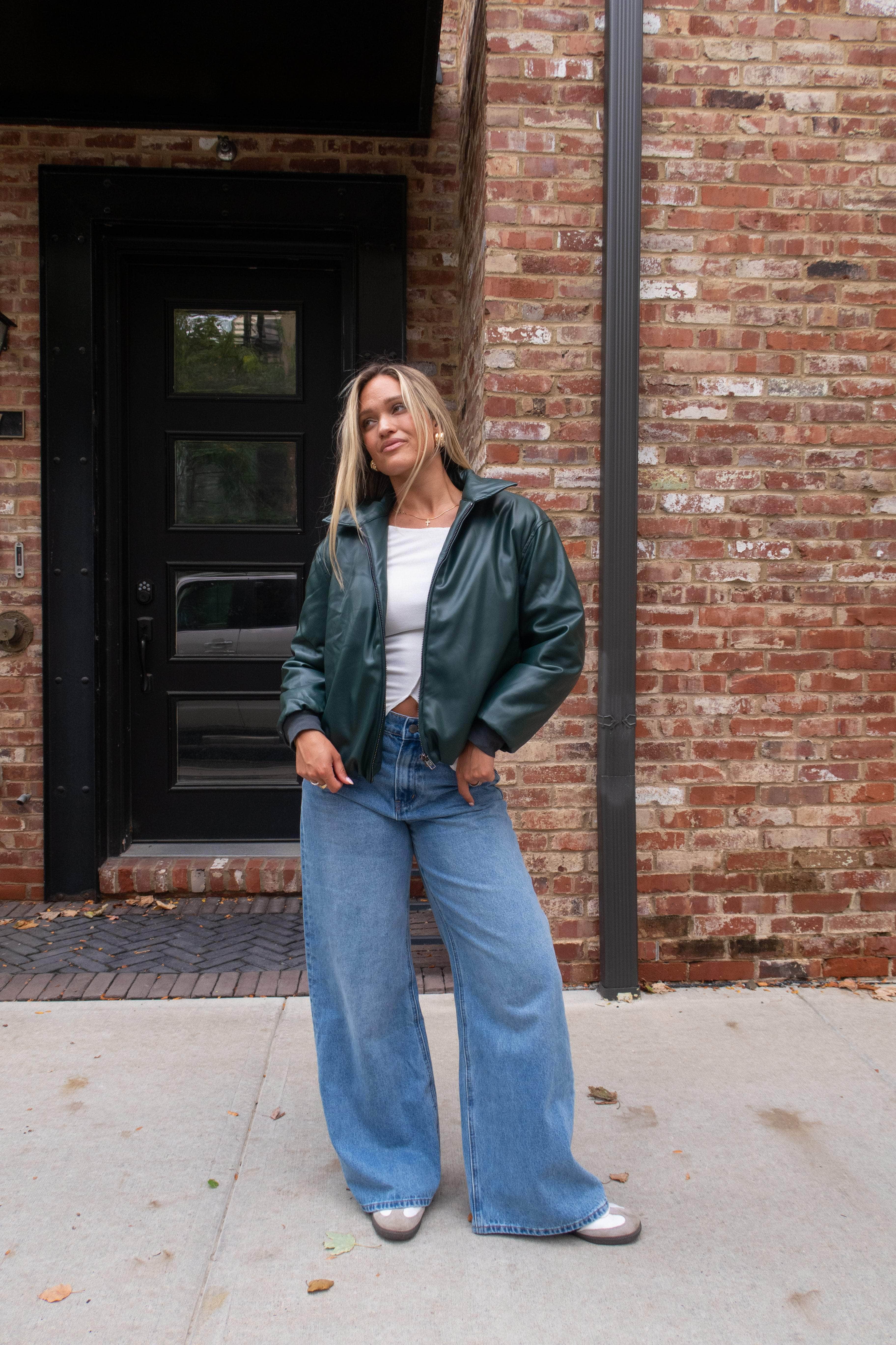 Hunter Green Pleather Jacket