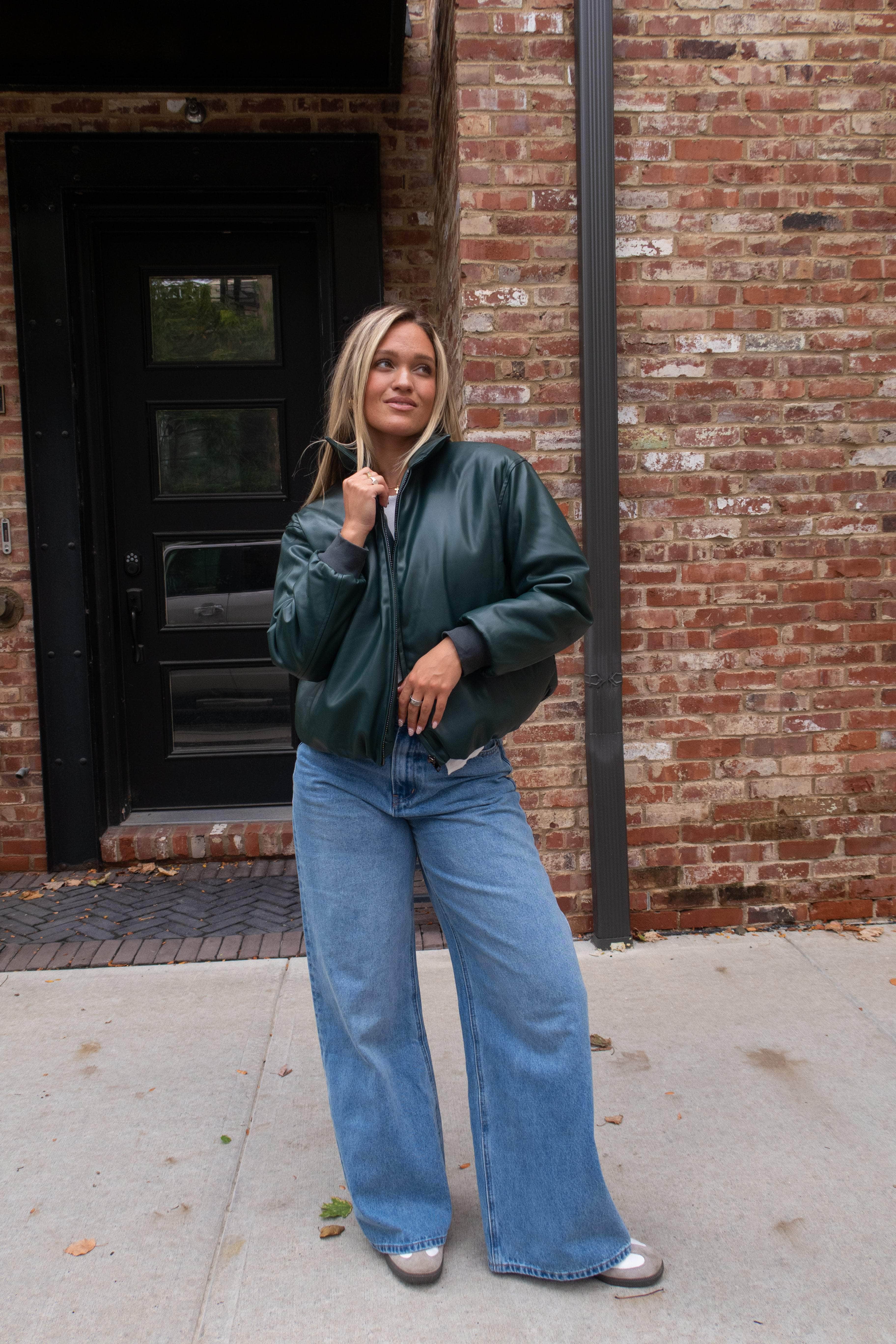 Hunter Green Pleather Jacket