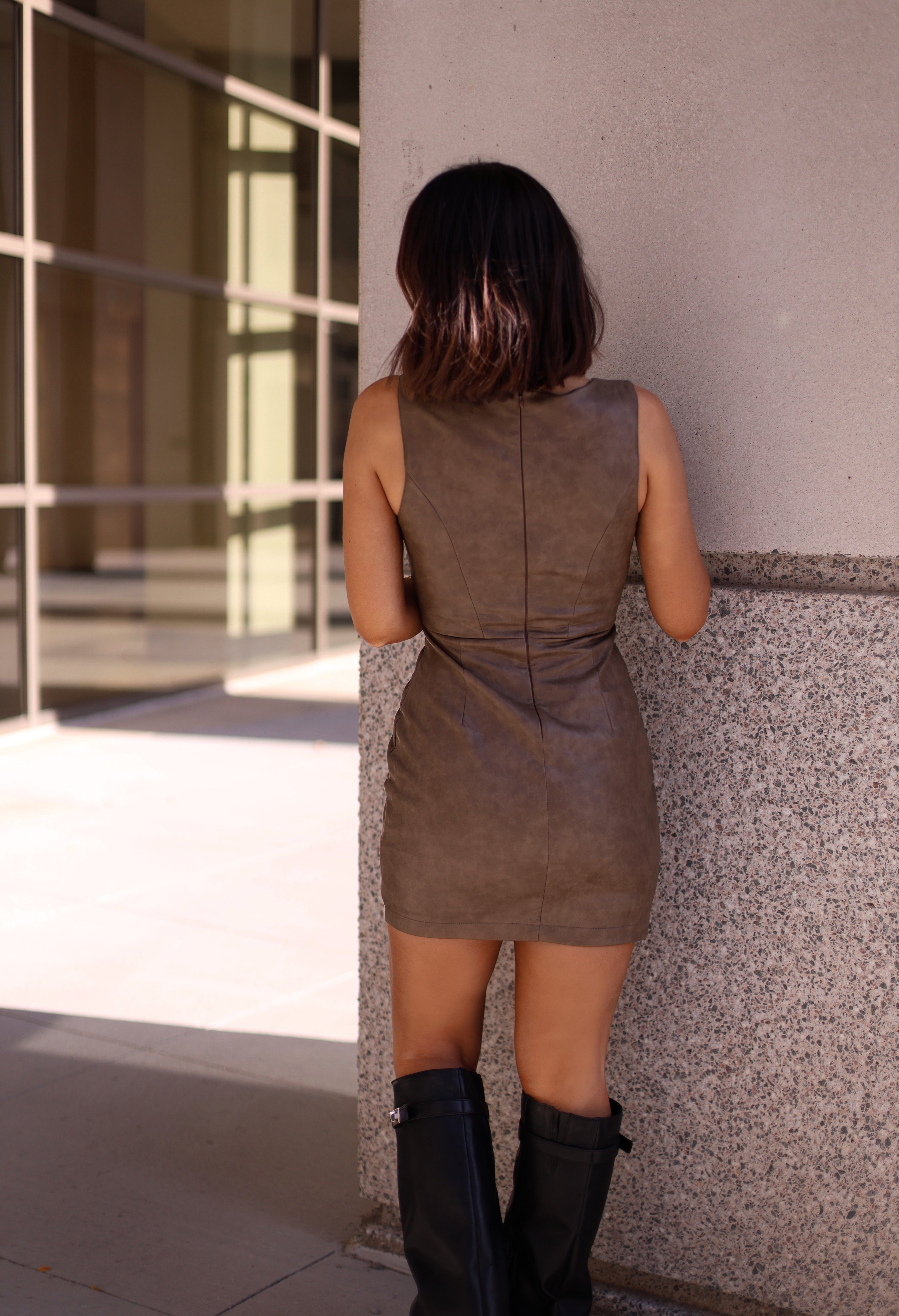 Brown Leather Corset Dress