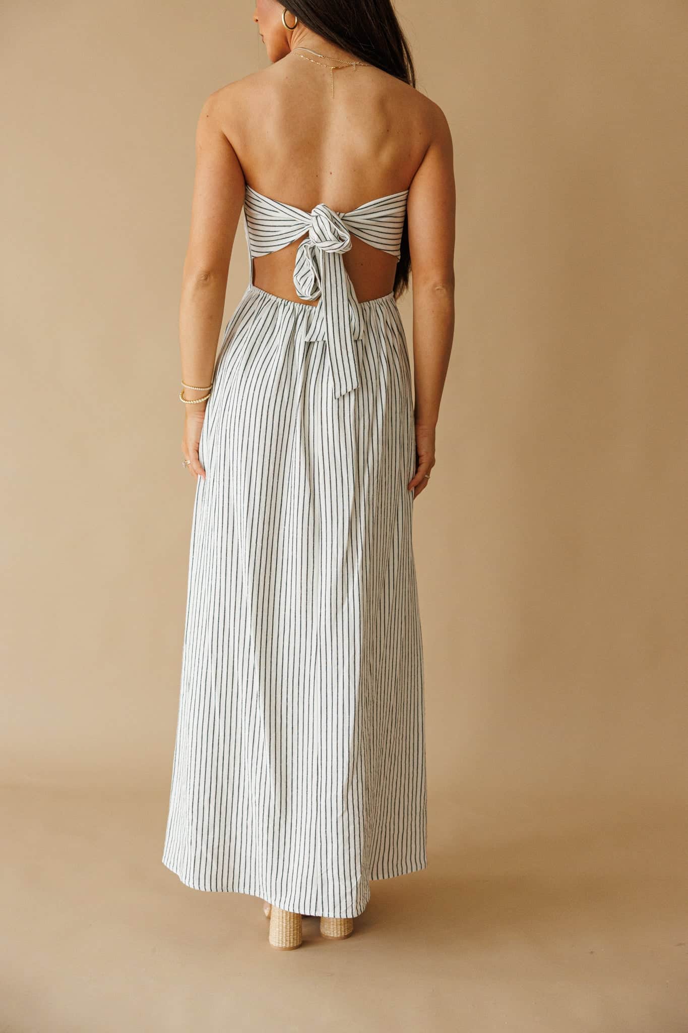 Strapless Striped Maxi Dress | Elegant Summer Dresses | Lane 201
