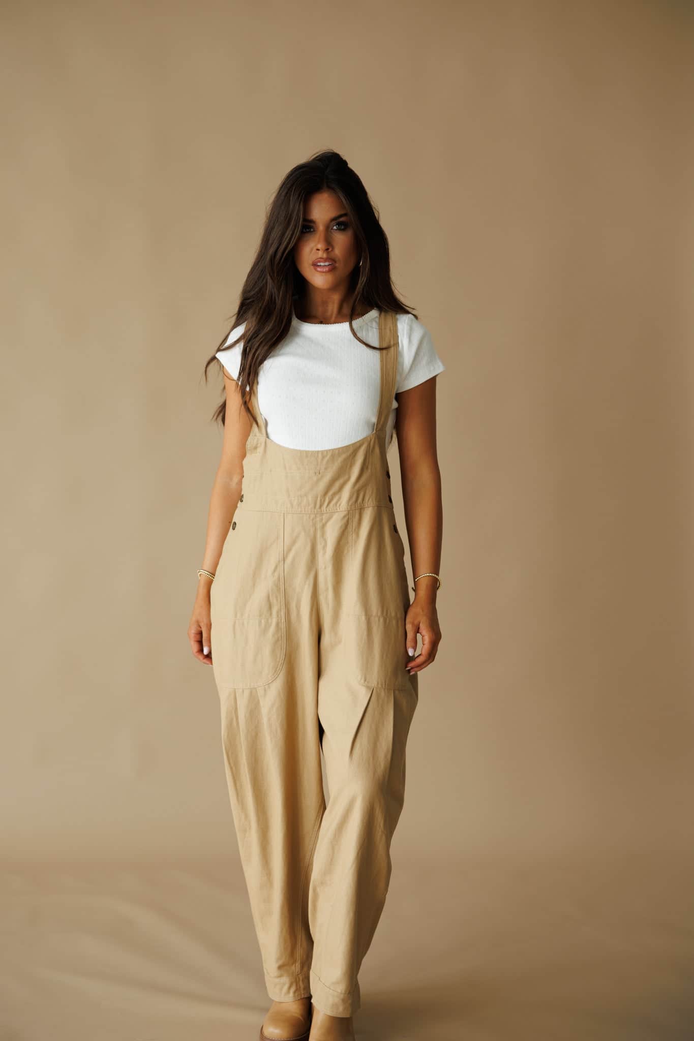 [Pre-Order!] Tan Pleated Barrel Overalls