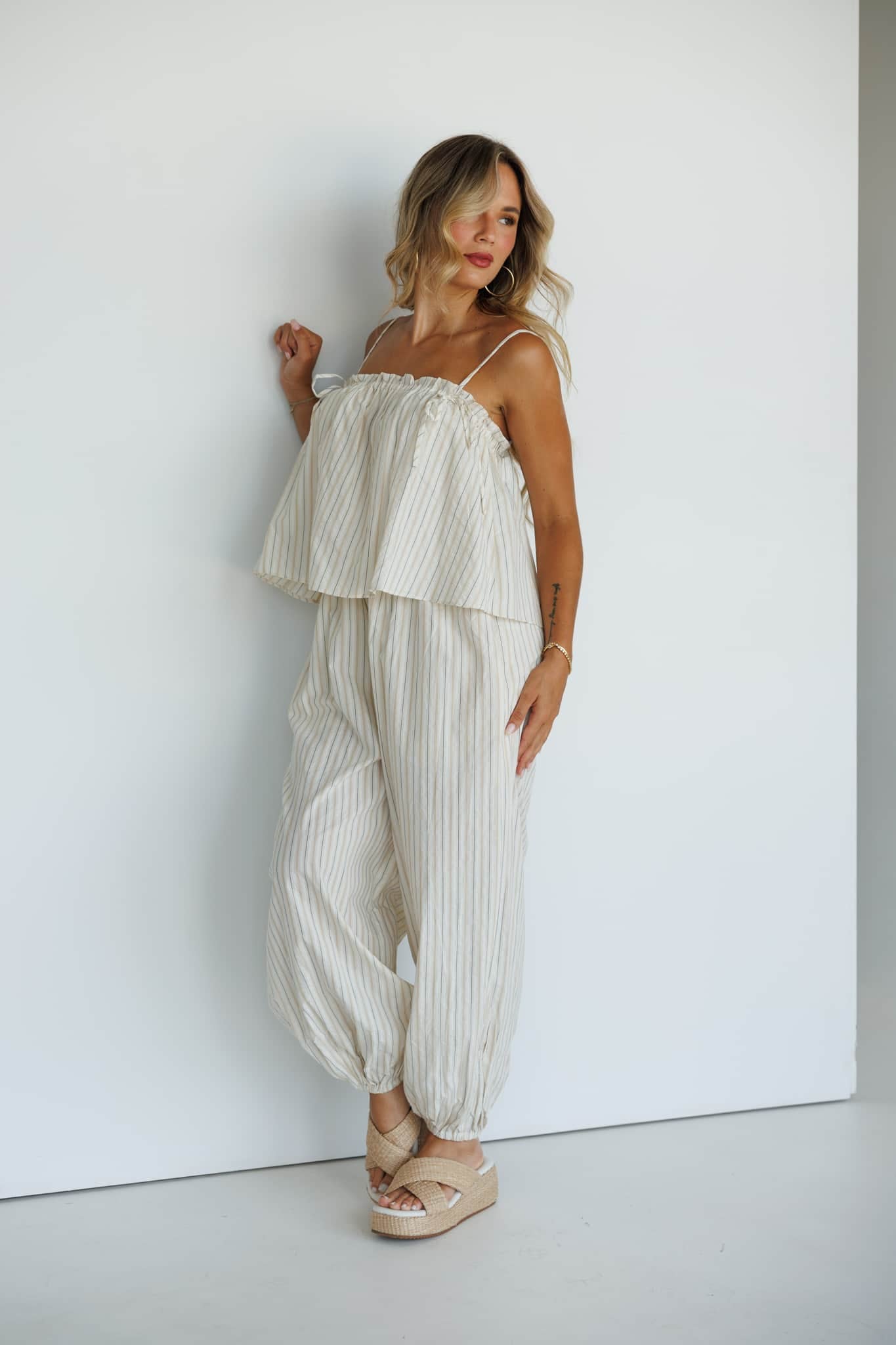 Striped Top Balloon Jumpsuit