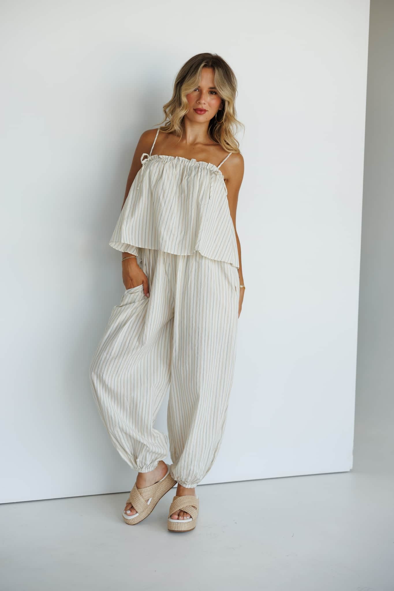 Striped Top Balloon Jumpsuit