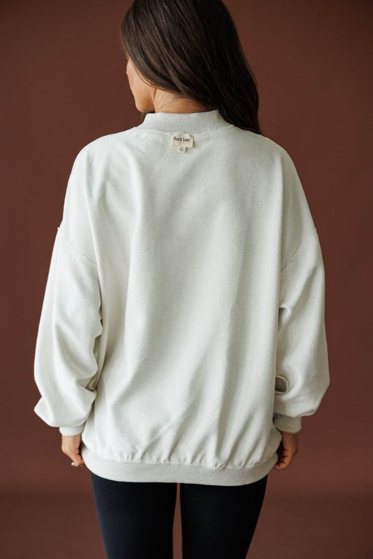 Double Down Reversible Sweatshirt in heather grey, back view of the plain GAME DAY side