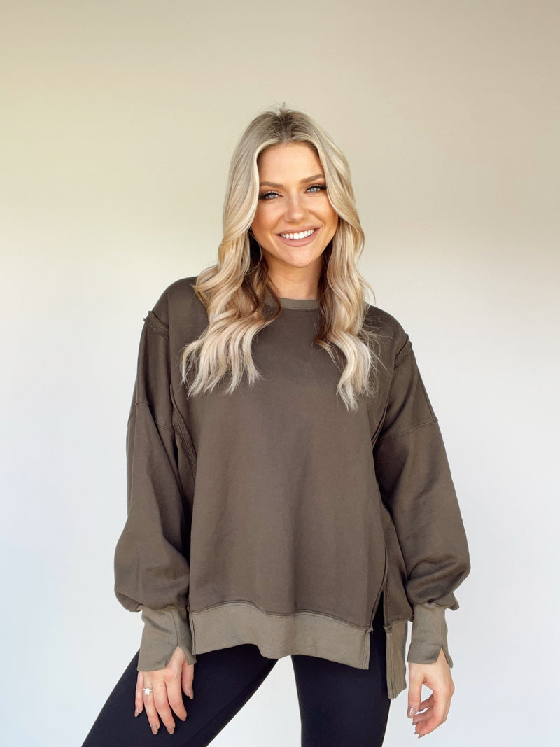 IL5314 garment washed oversized pullover In Loom