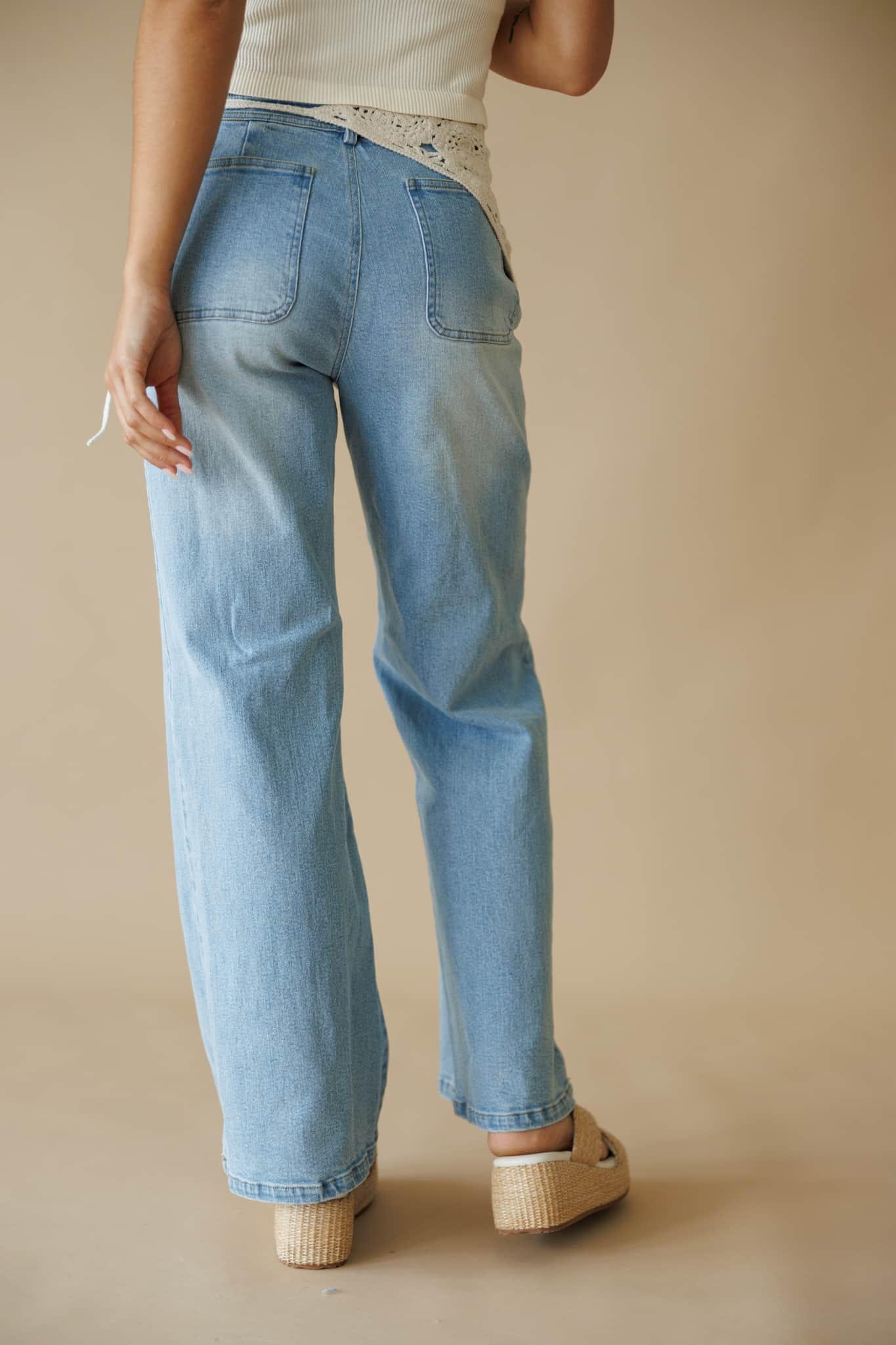 Crochet Scarf Accent Straight Jeans
