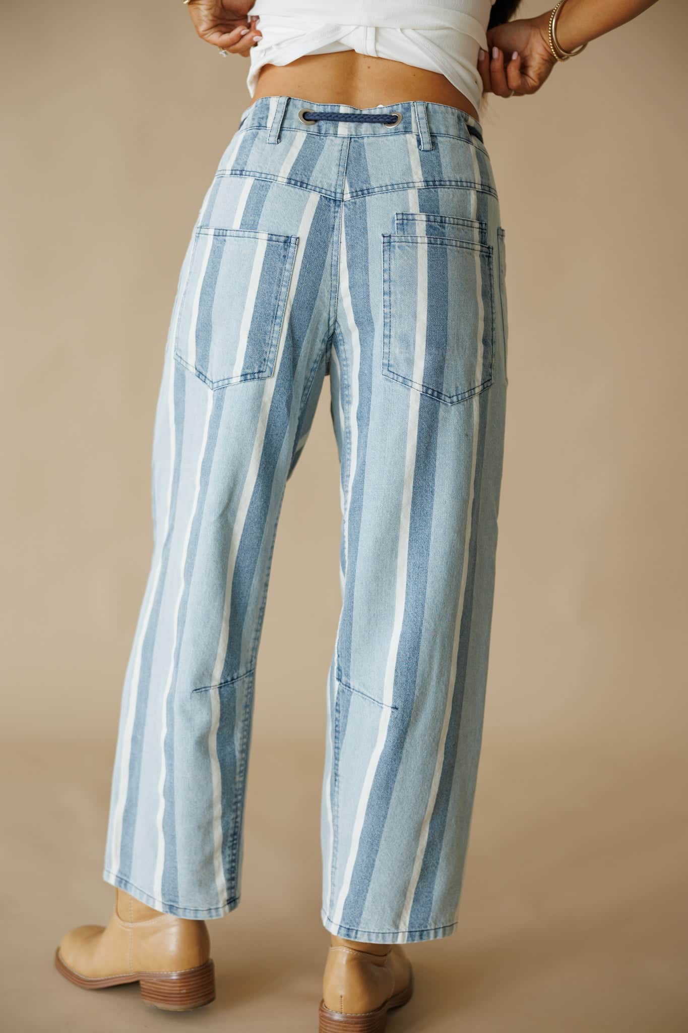 Striped Tapered Barrel Pocket Pants