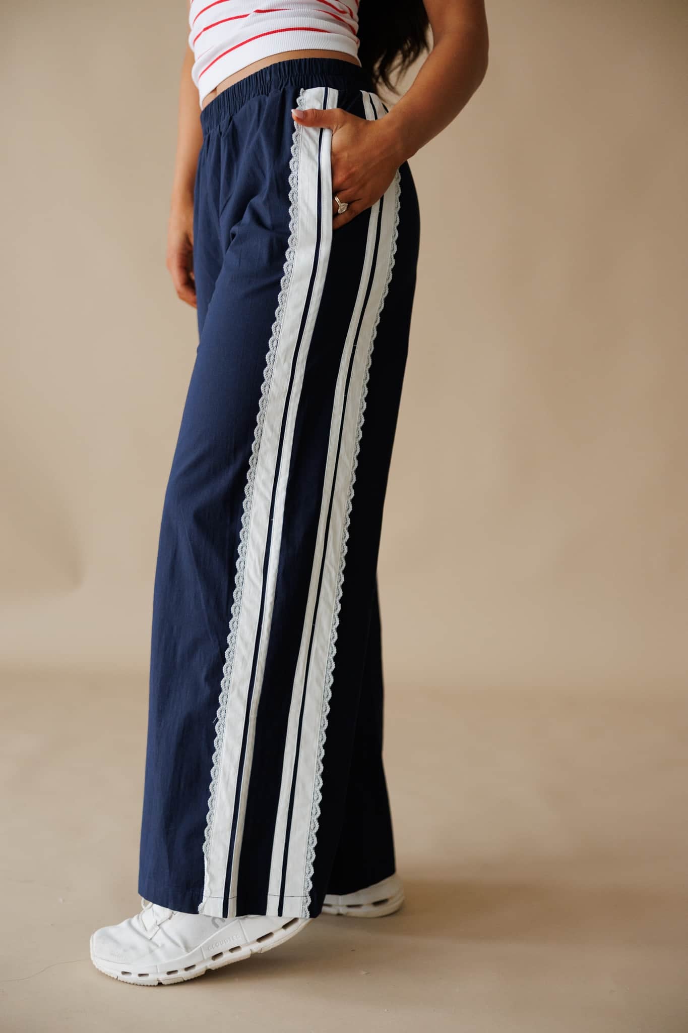 Lace Side Stripe Track Pants