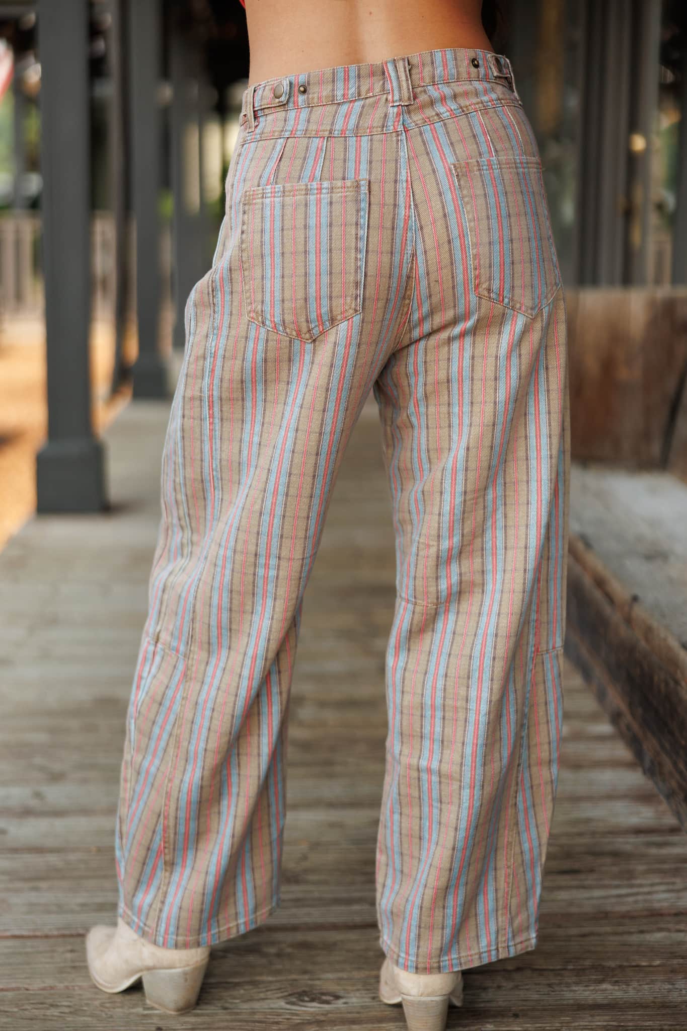 Plaid Washed Barrel Pants