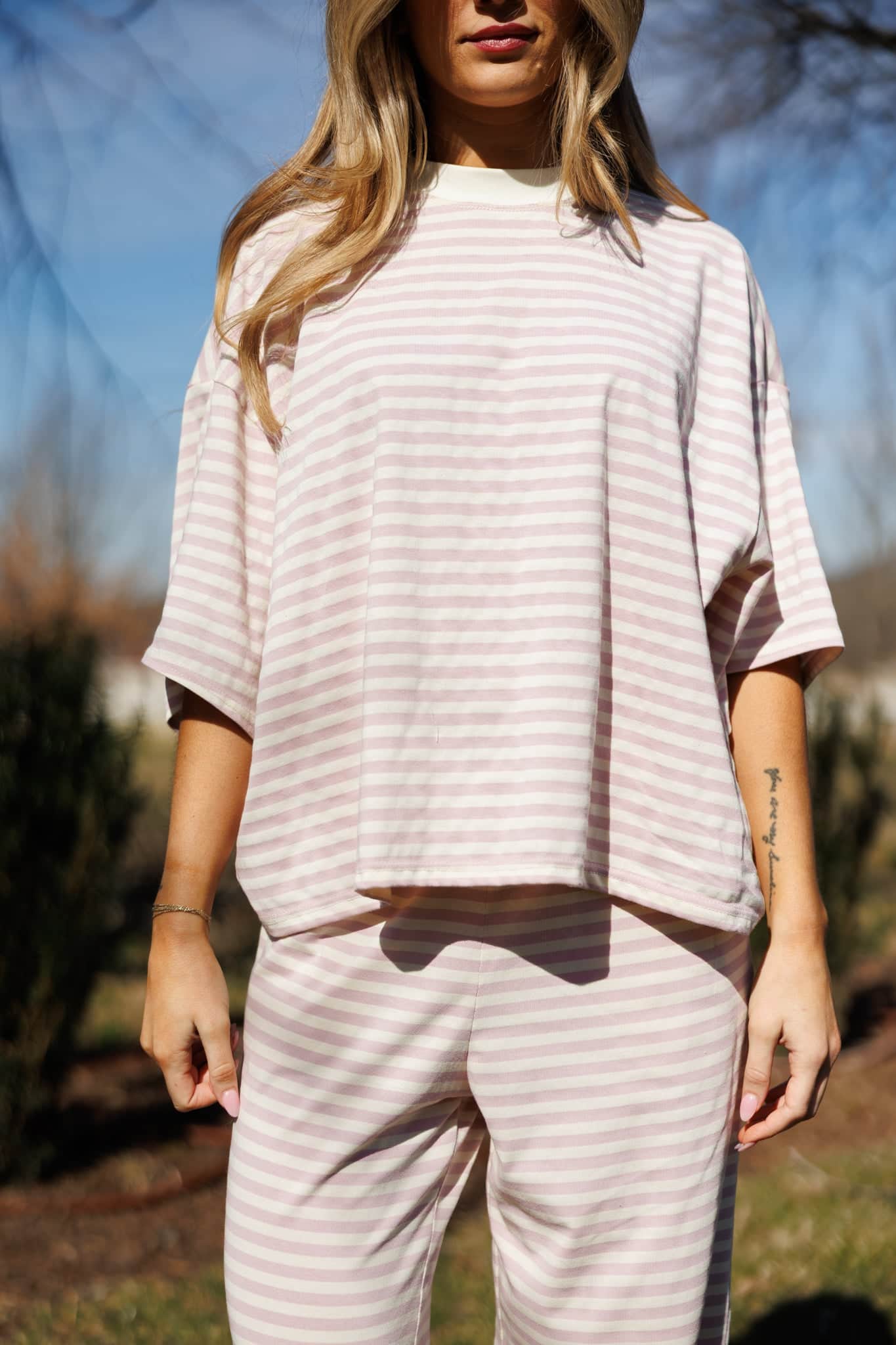 Porchlight Pink Striped Tee