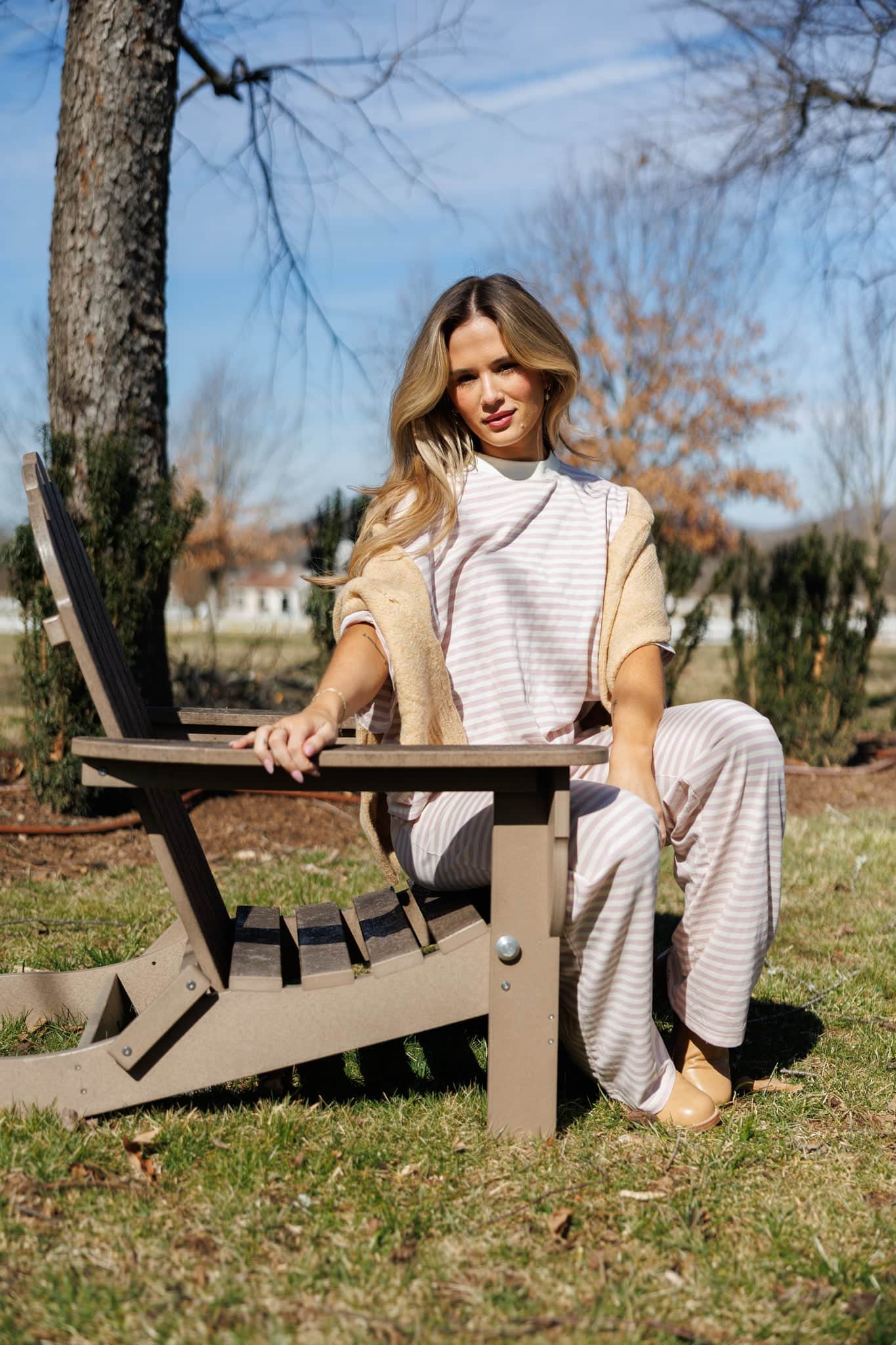 Porchlight Pink Striped Tee