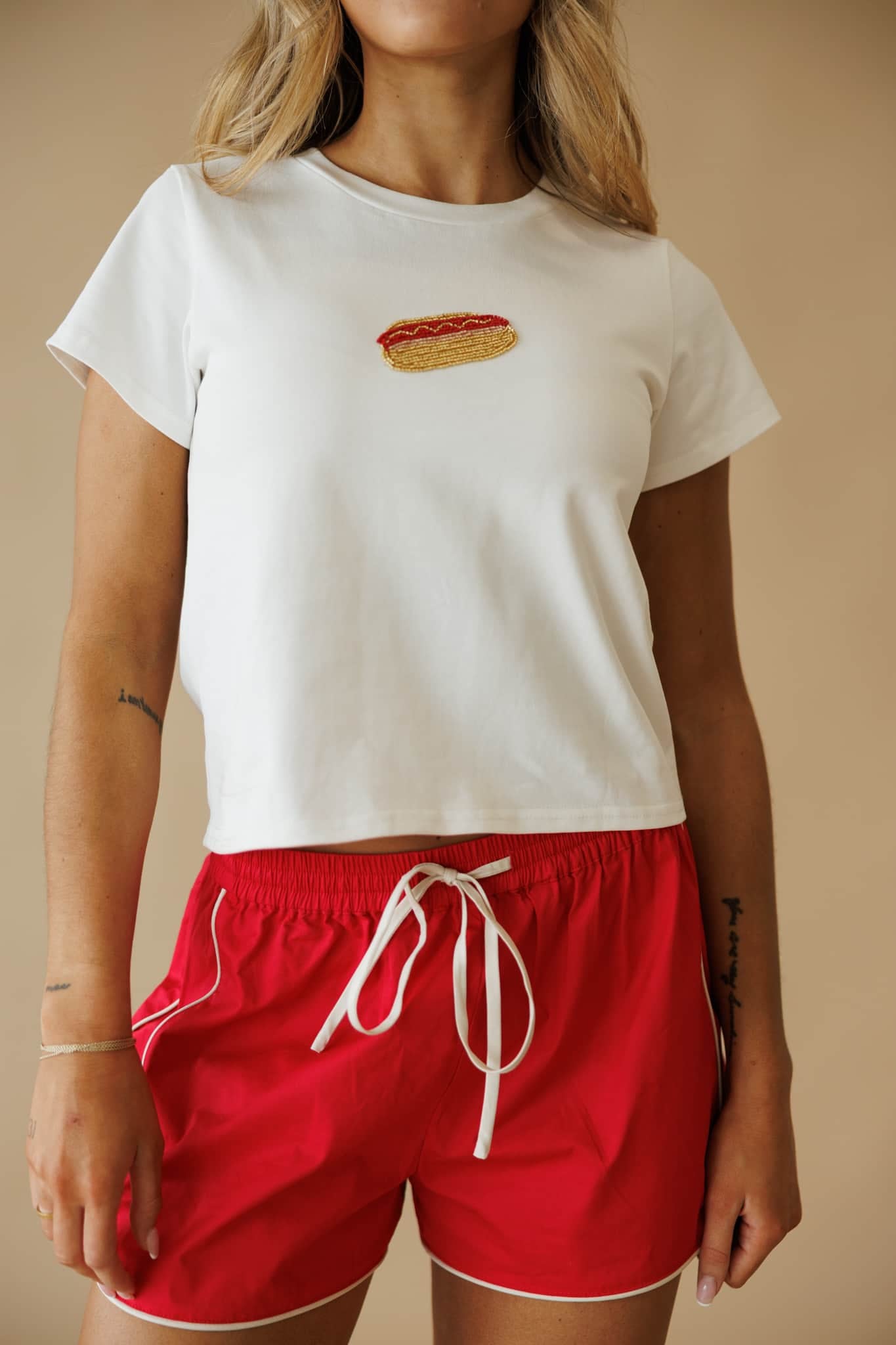 Red Sport Poplin Shorts