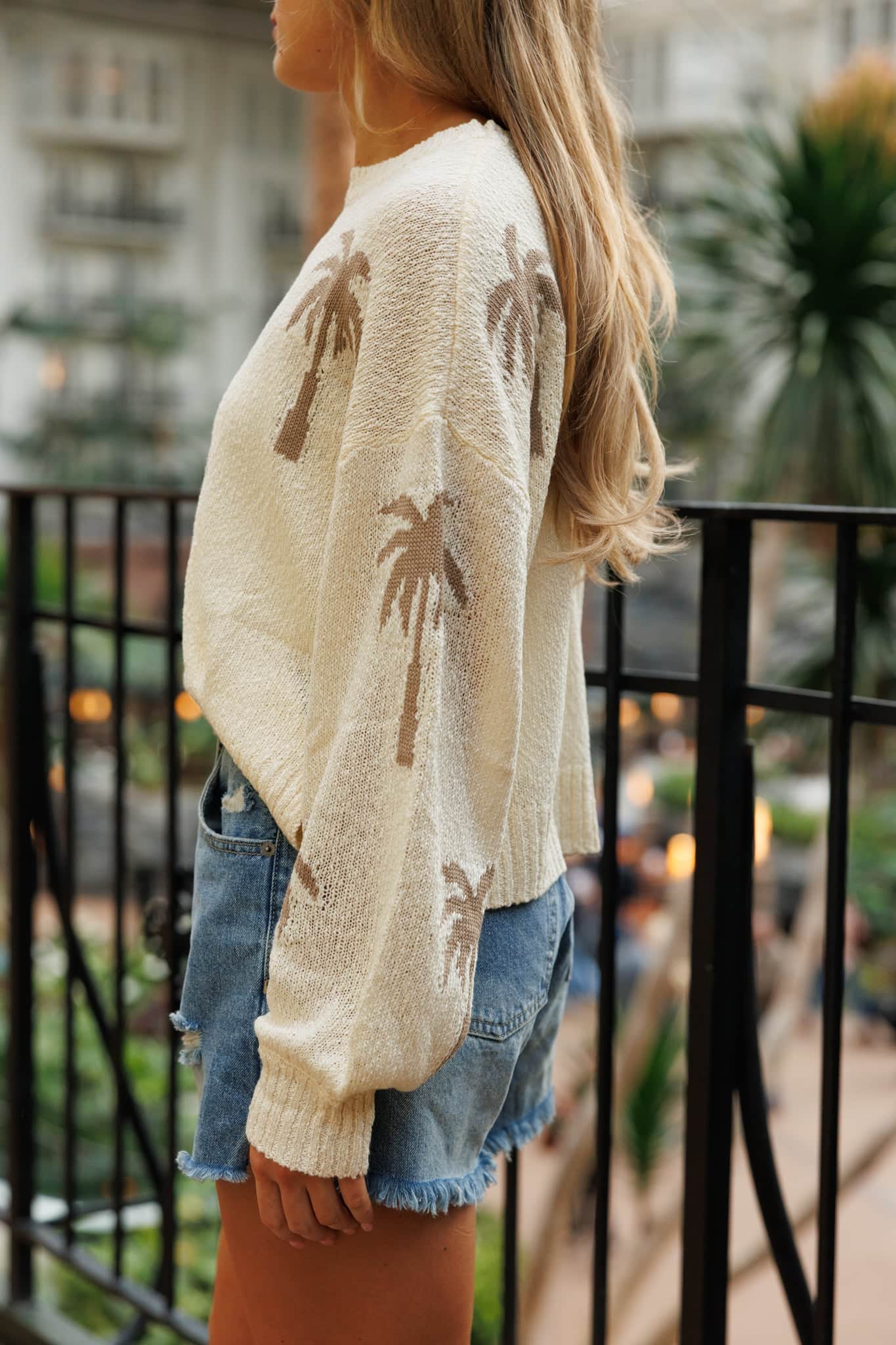 Neutral Palm Tree Sweater