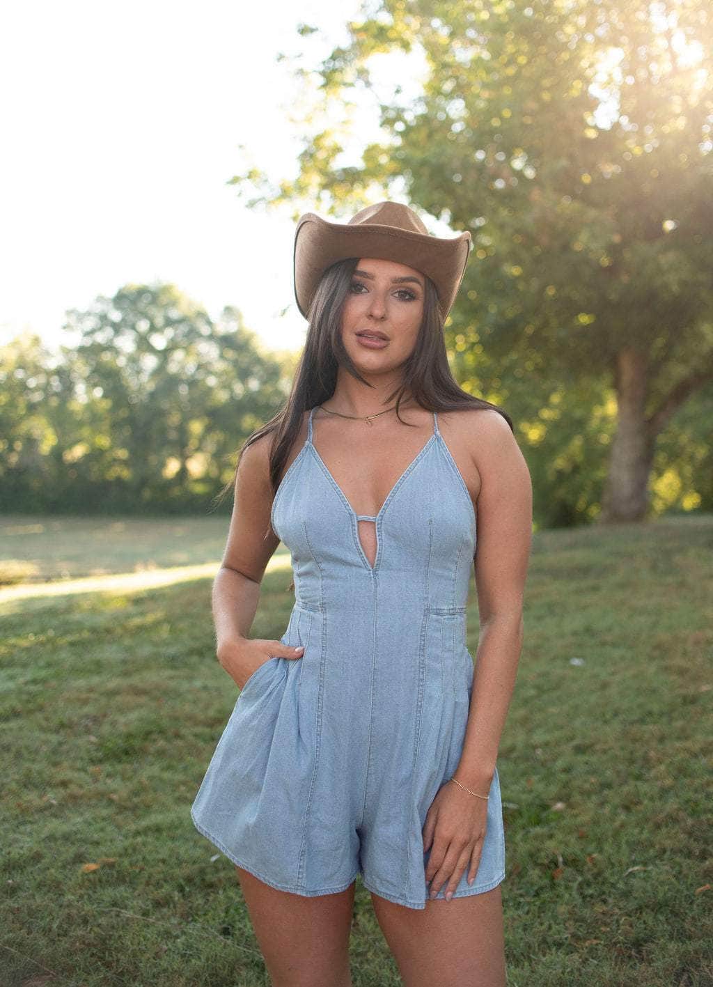 Country Song Denim Romper