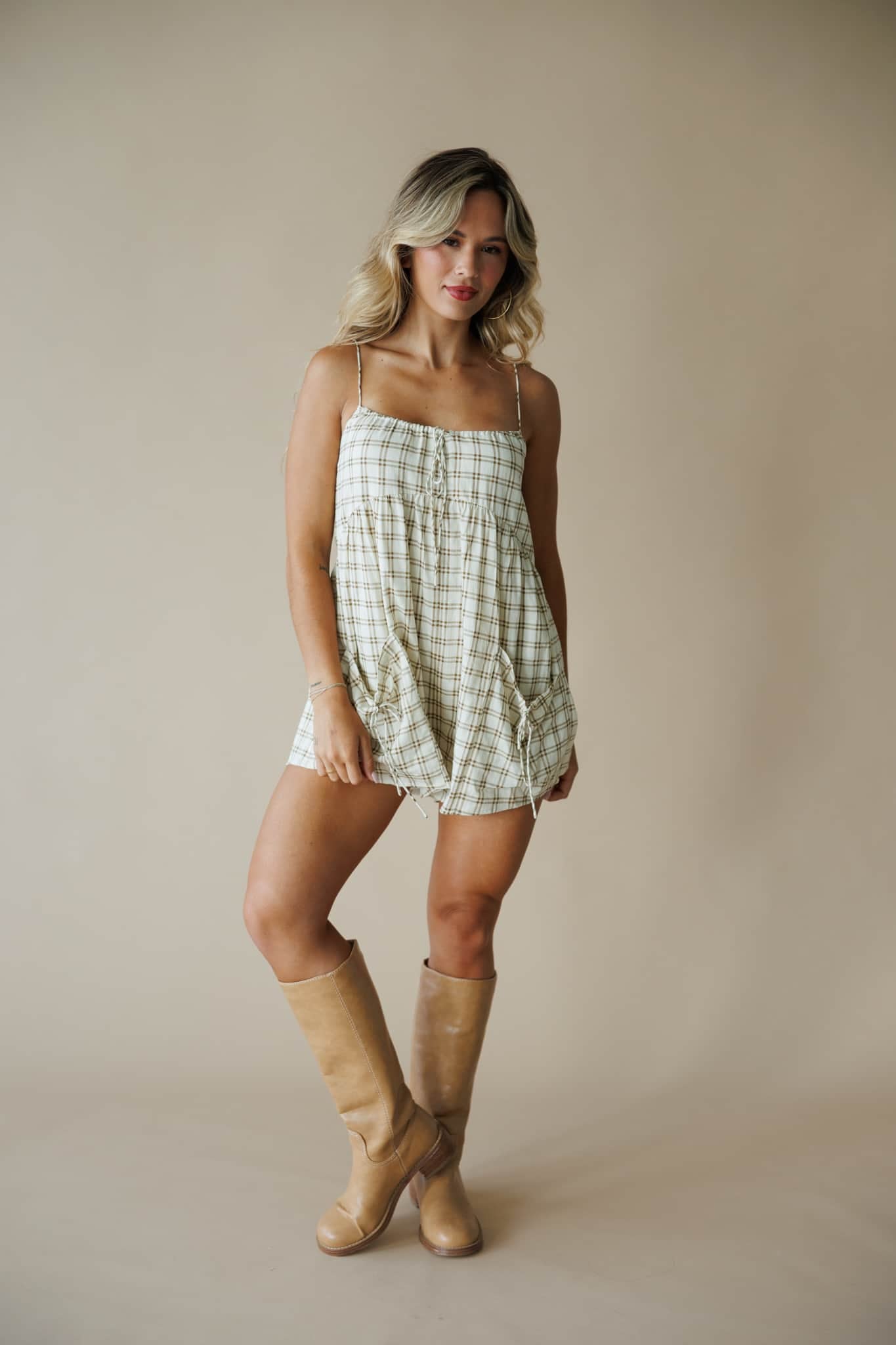 Plaid Pocket Romper