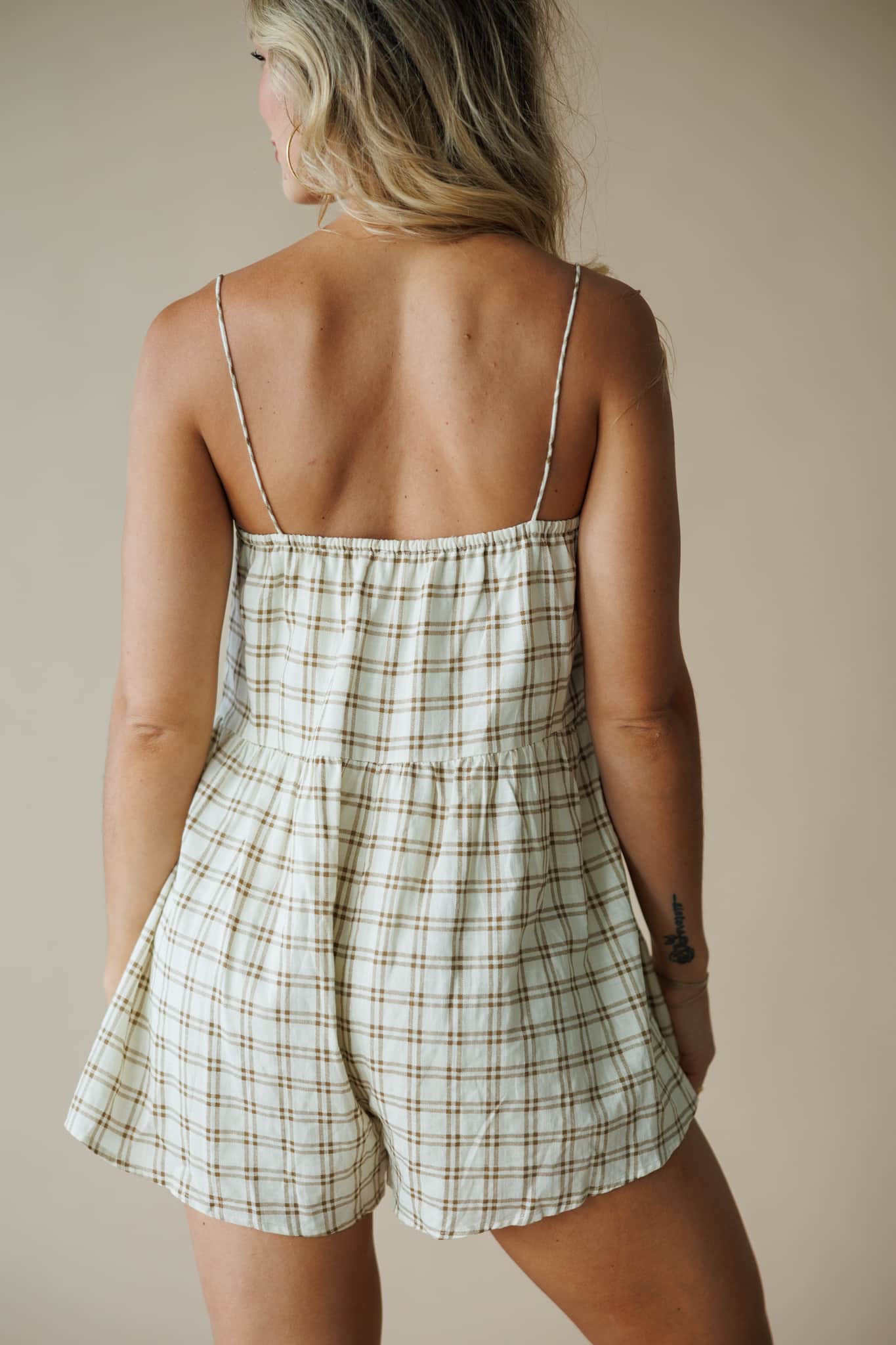 Plaid Pocket Romper