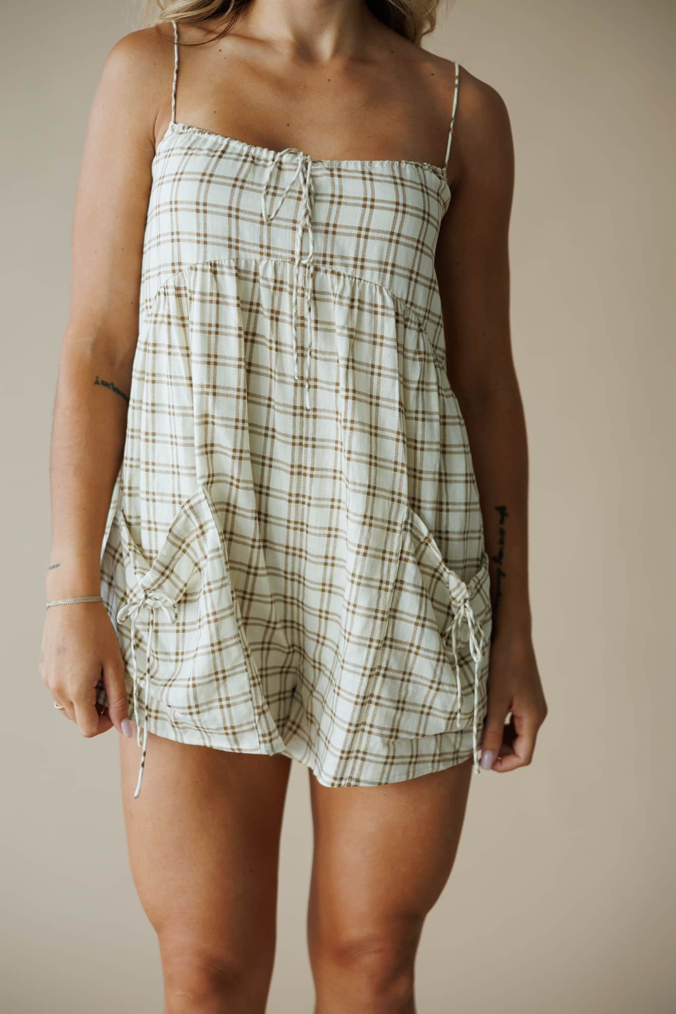 Plaid Pocket Romper