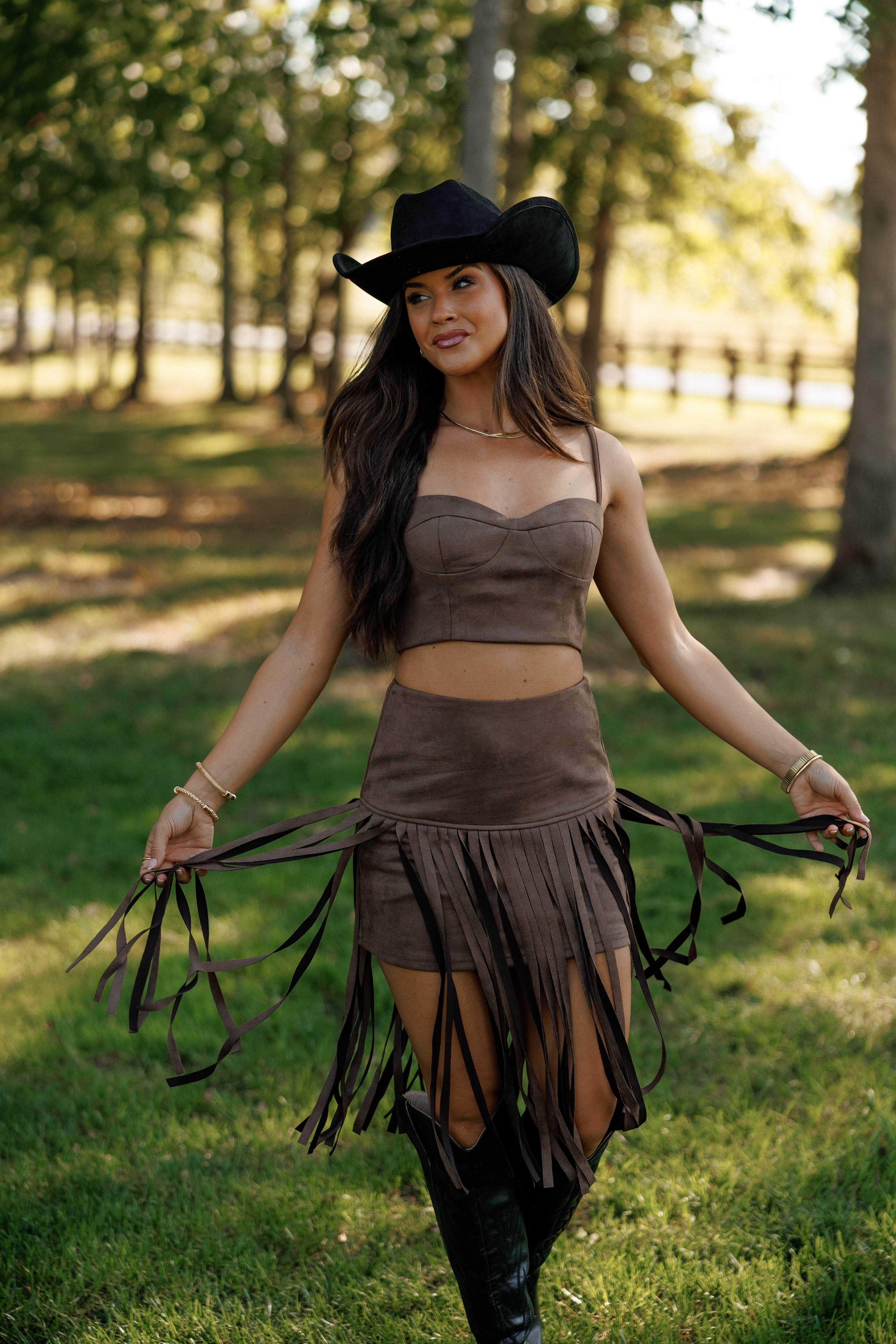Brown Suede Bustier Top | Flirty Women's Tank Tops | Lane 201