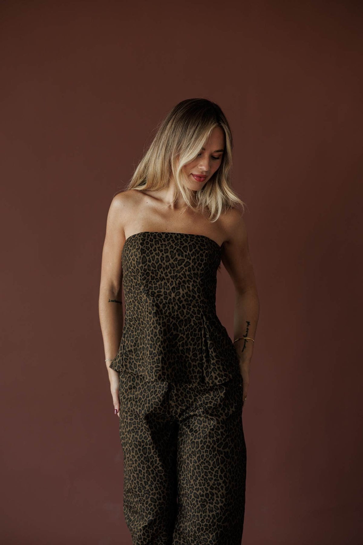 Leopard print top, front view