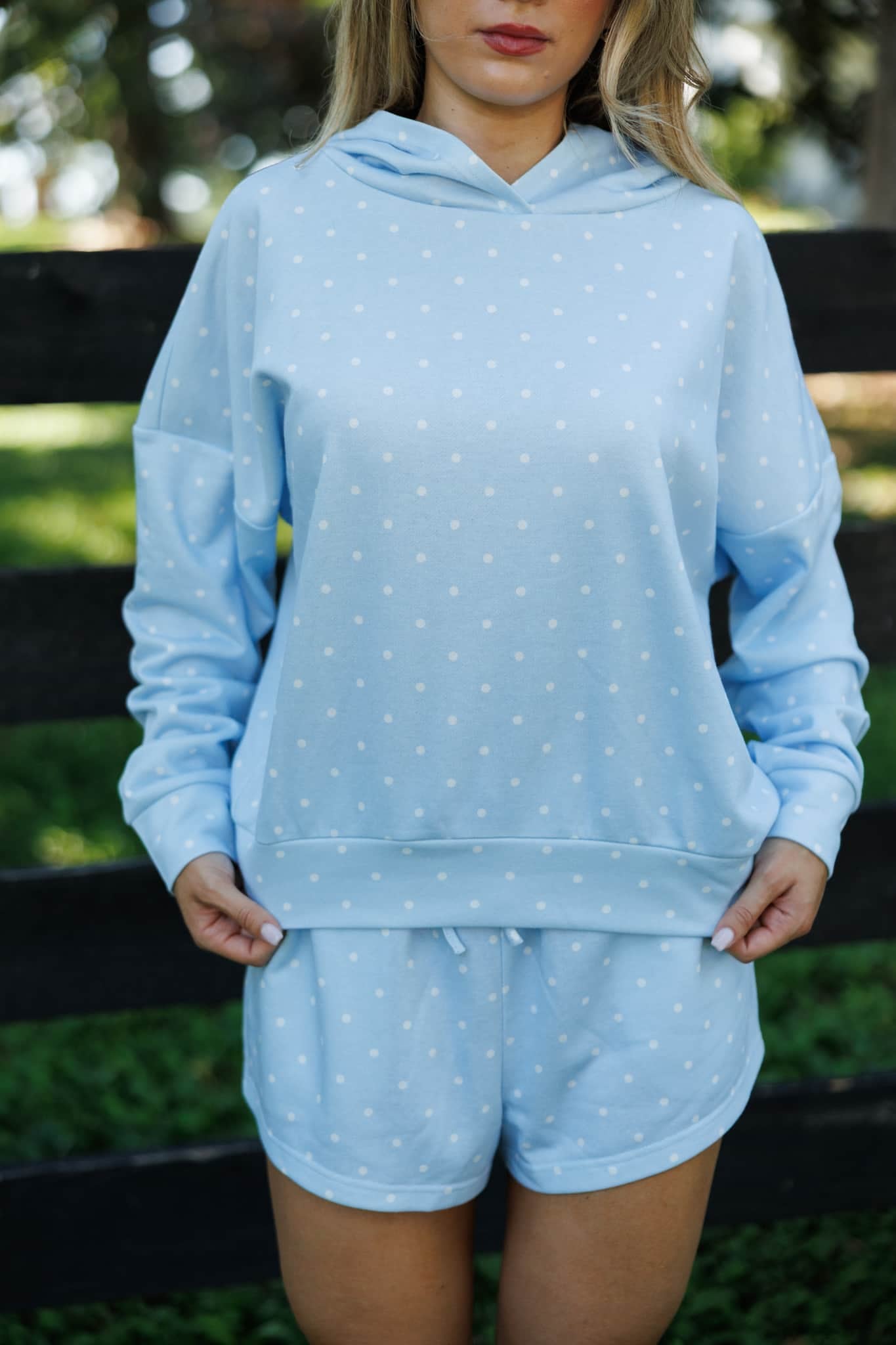Baby Blue Polkadot Hoodie