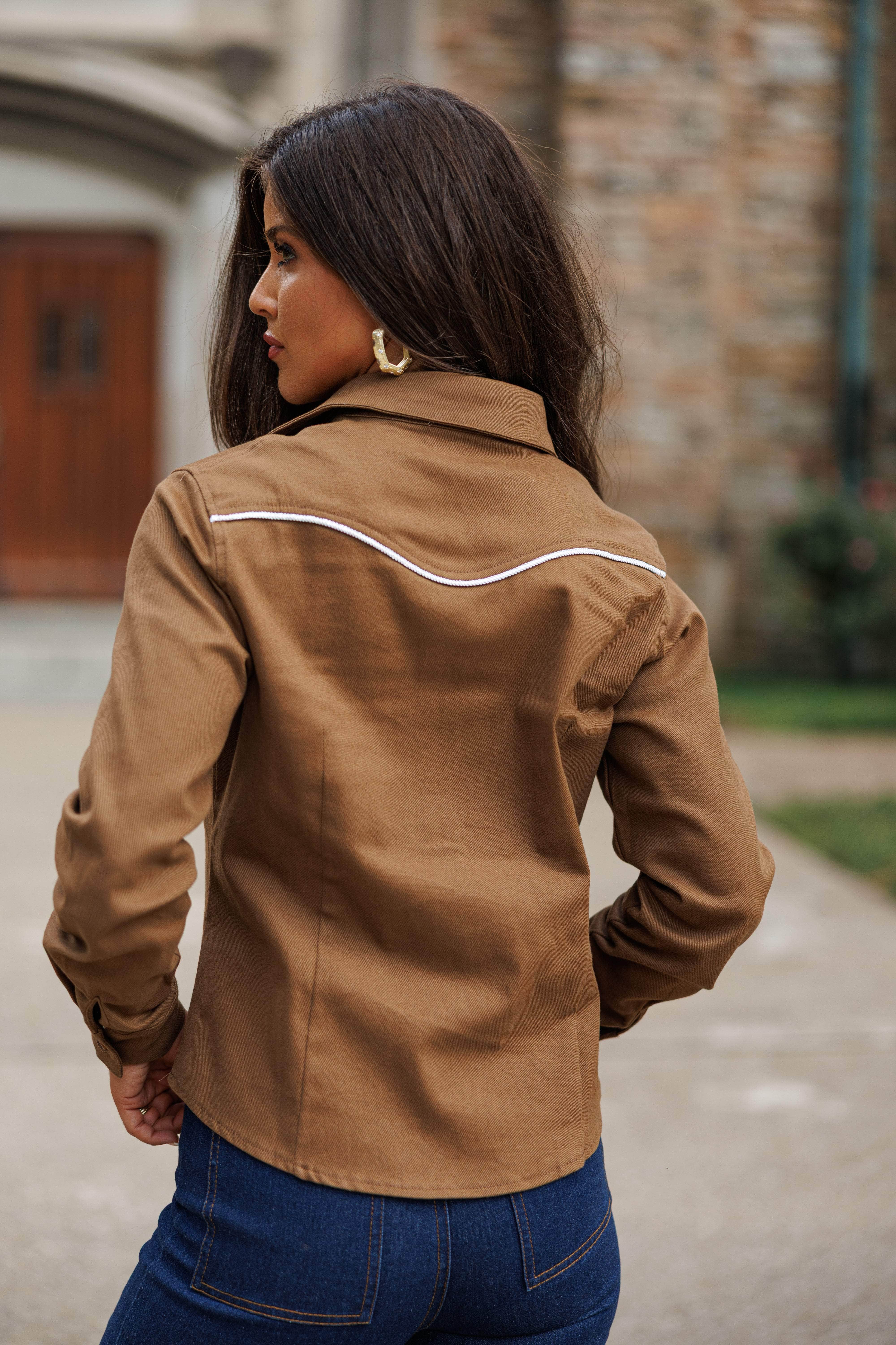 Brown Button Down Western Top