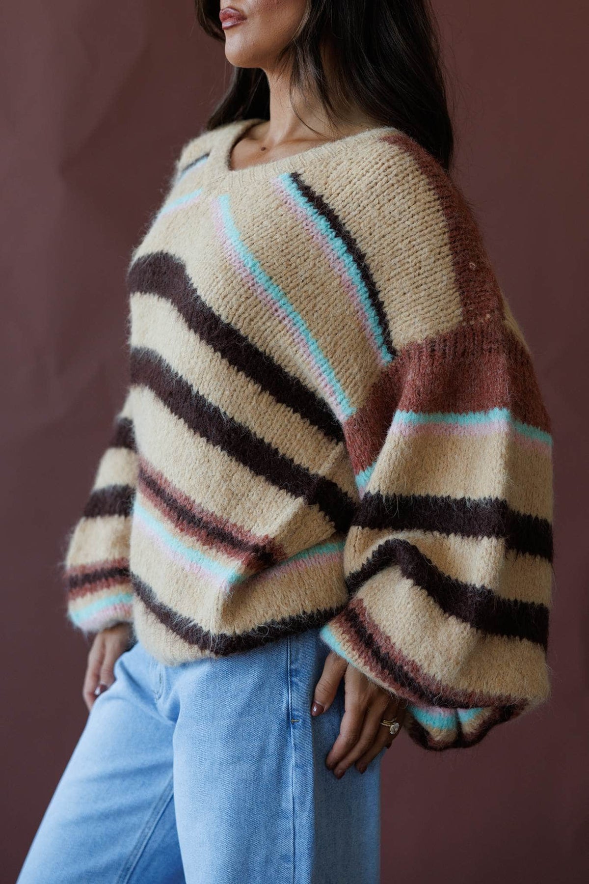 Taupe multi knit sweater