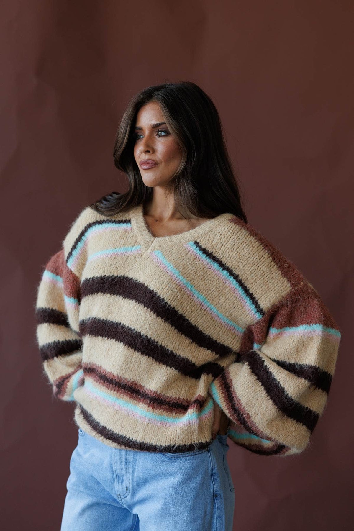 Taupe multi knit sweater