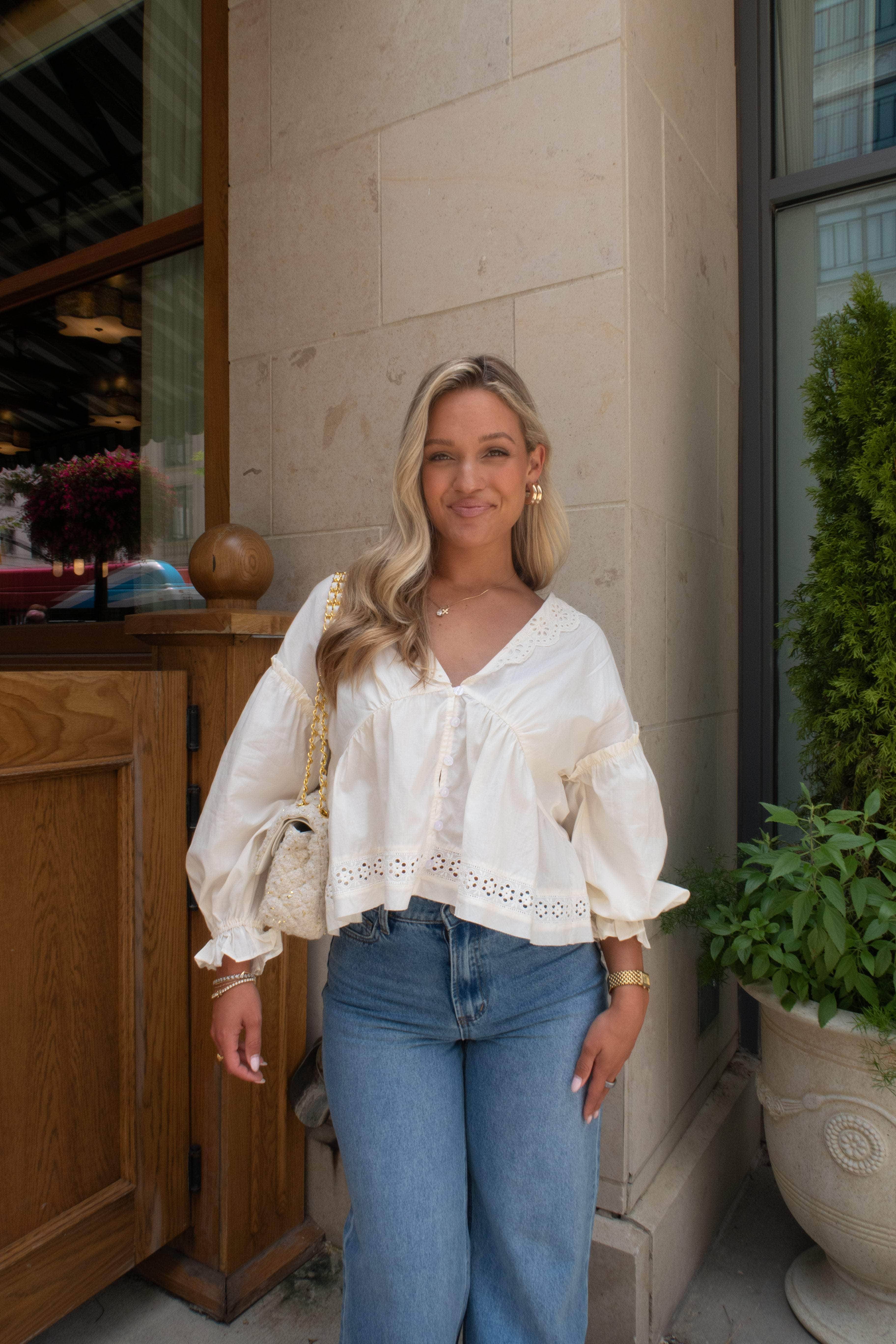 Ivory Lane Eyelet Top