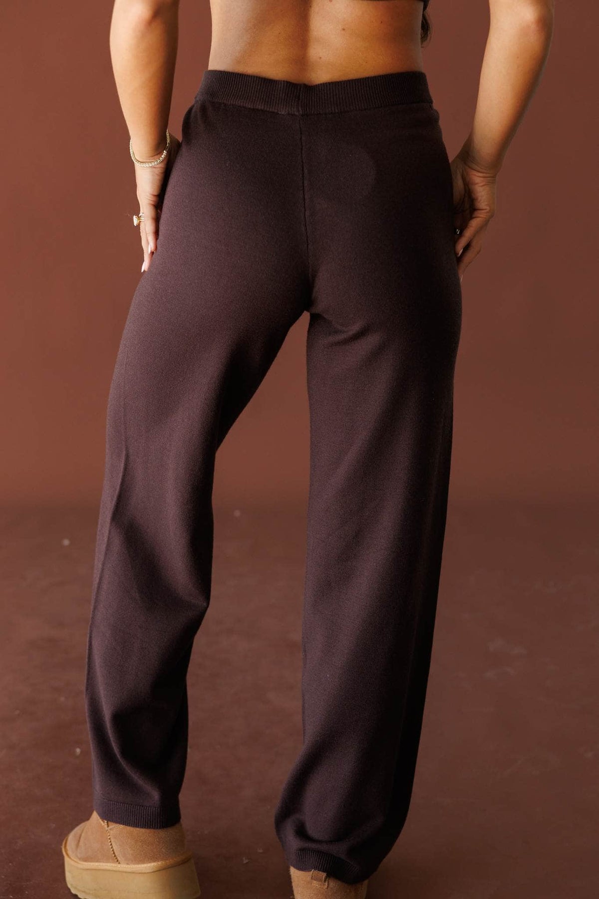 Brown knit wide leg pants
