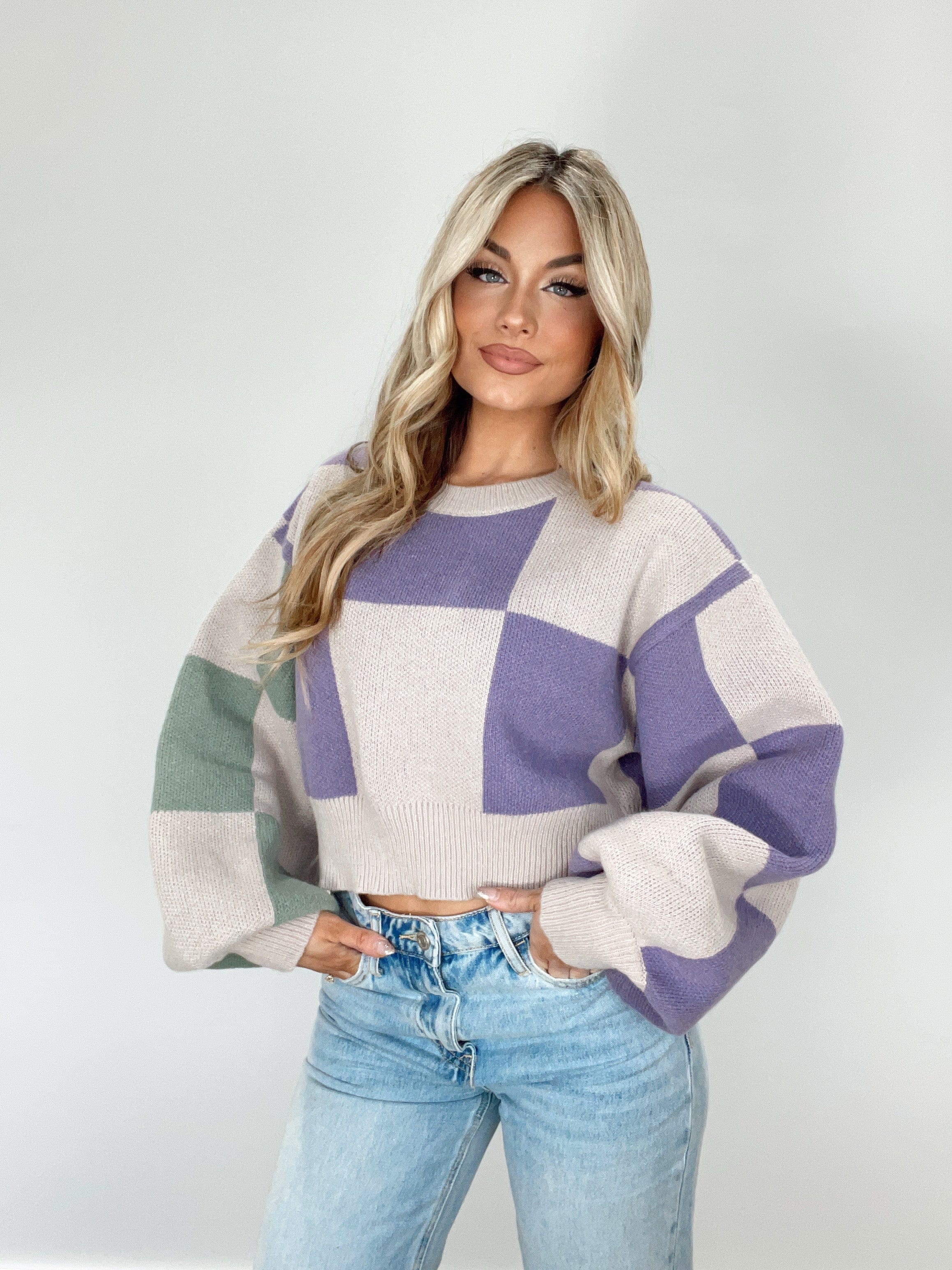 IWT3394-LANE checkered sweater LE LIS